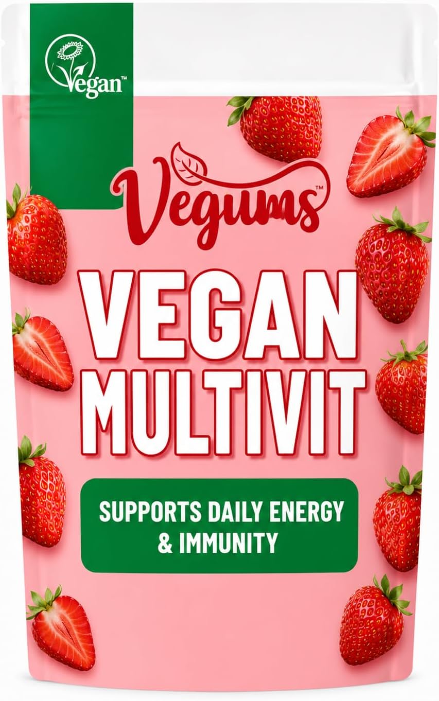 Vegums Multivitamin for Vegans – Natural Vegan Gummy Vitamins with B12, D3, Iodine & Selenium – Sugar-Free – Plastic-Free – 30 Gummies – Vegan Supplement for Adults & Kids