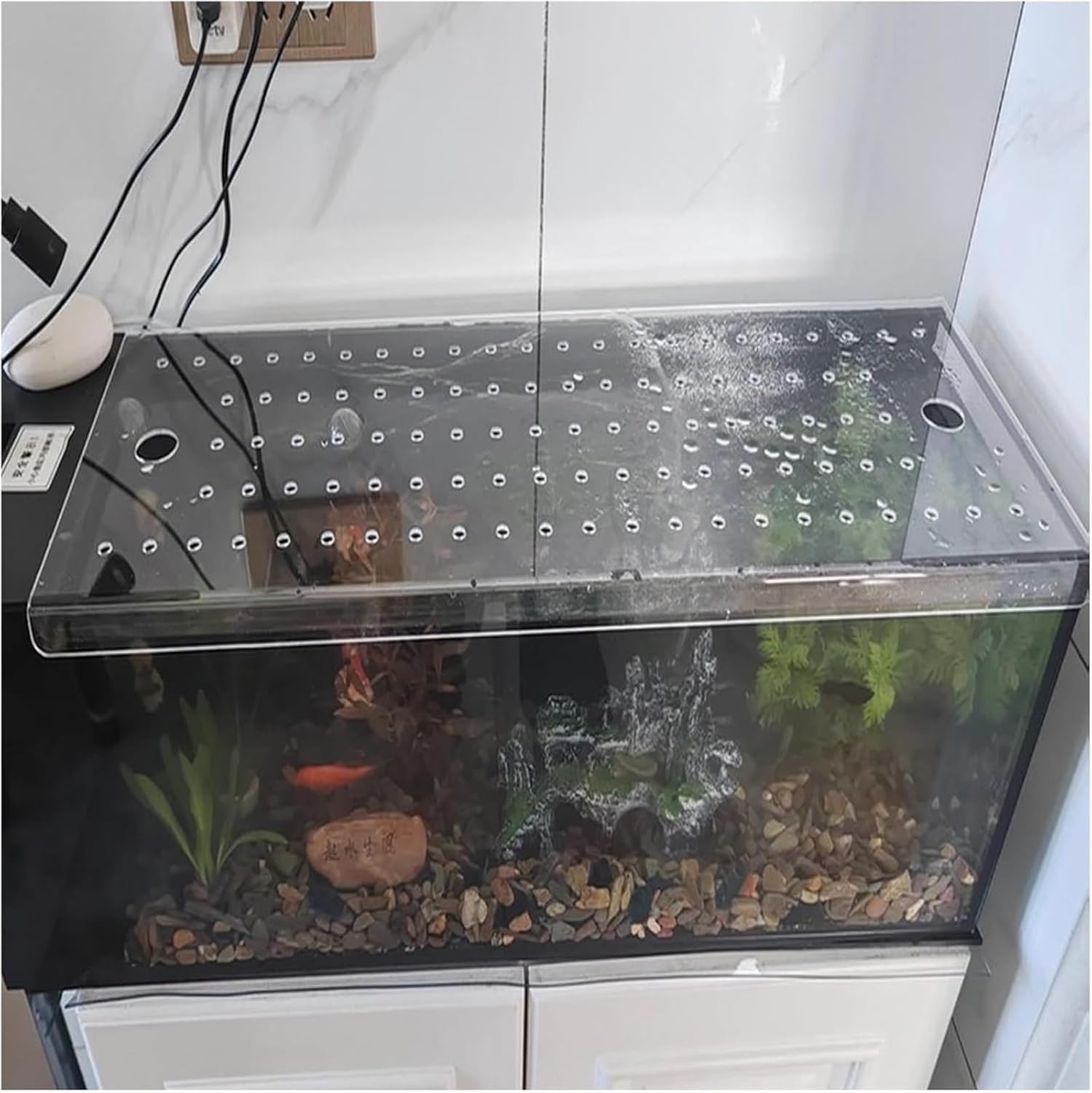 Aquarium Anti-Jump Cover， Fish Tank Canopy Top Mount Cat Proof Terrarium Lids(L90xW30cm(35.4x11.8in))