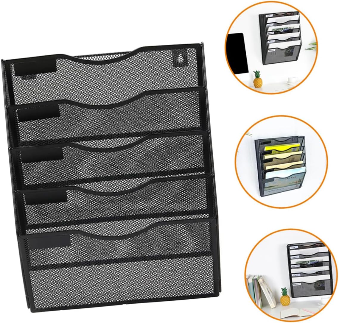 Desk Organizer Metal Mesh Document Holder Wall-mounted File Folder Rack Binder Organizer Office Accessories