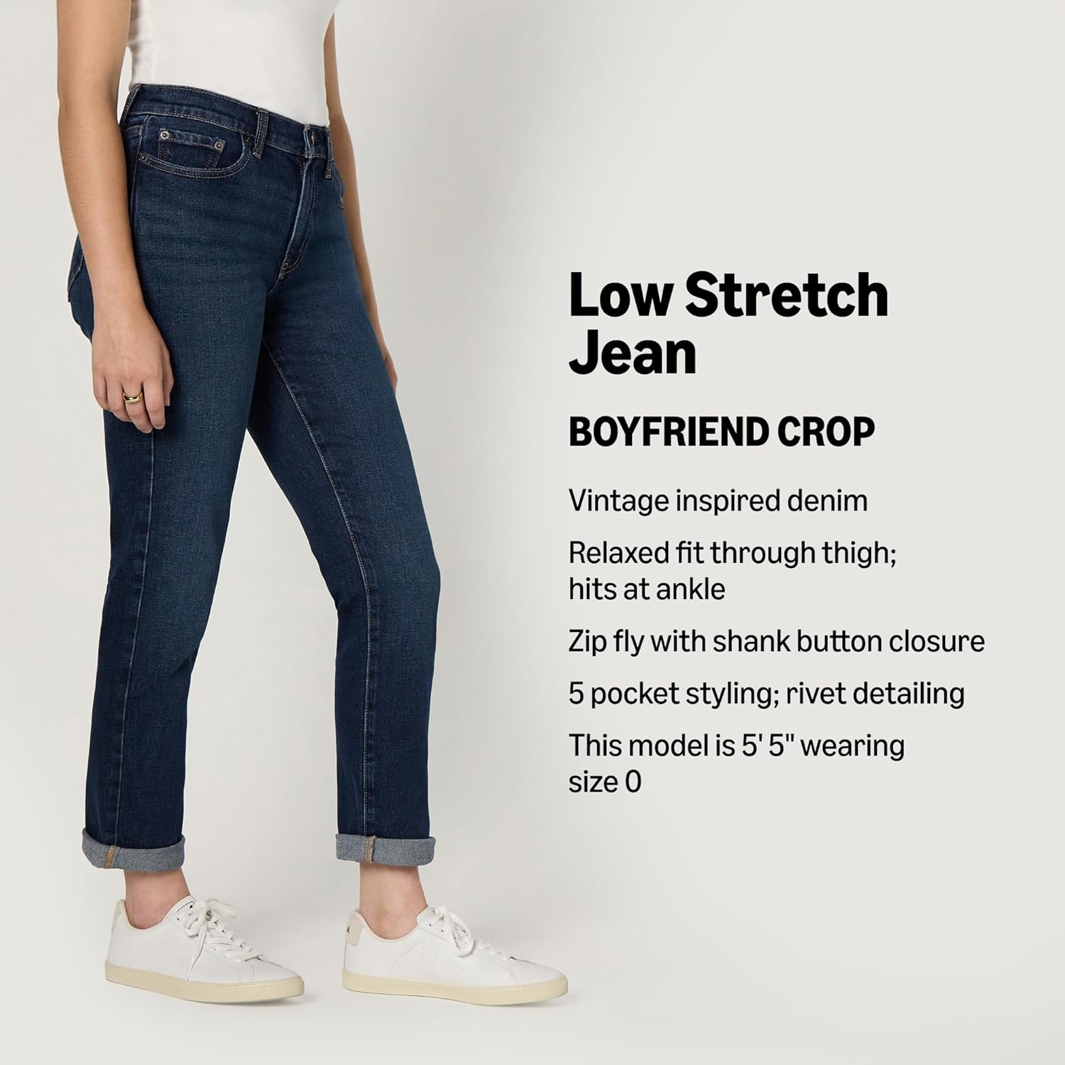 Amazon Essentials Womens Low Stretch Mid-Rise Classic-Roll Boyfriend Crop Jeans - Image 4