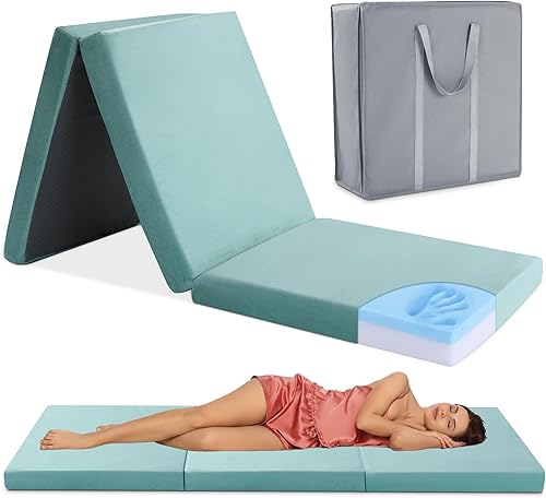 HOMBYS Colchón plegable de espuma viscoelástica para dormir al aire libre, portátil, impermeable, para viajes, camión, cama, tienda de campaña