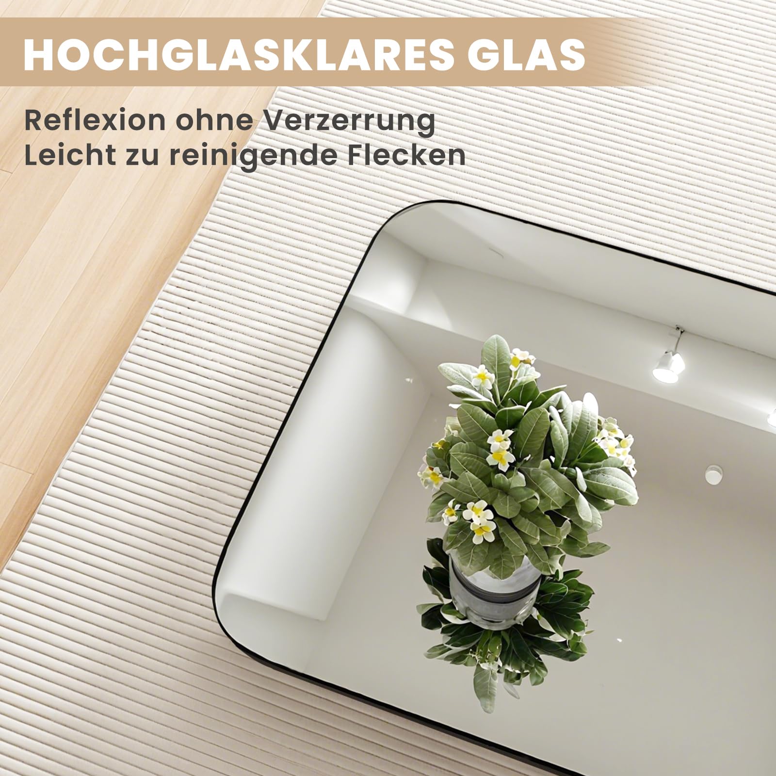 Standspiegel Ganzkörperspiegel, 140L x 40B cm, schwarzes Design mit abgerundeten Ecken, Wandspiegel mit Aluminiumrahmen, Bodenspiegel mit modernem Design, Anlehnen oder Freie Platzierung