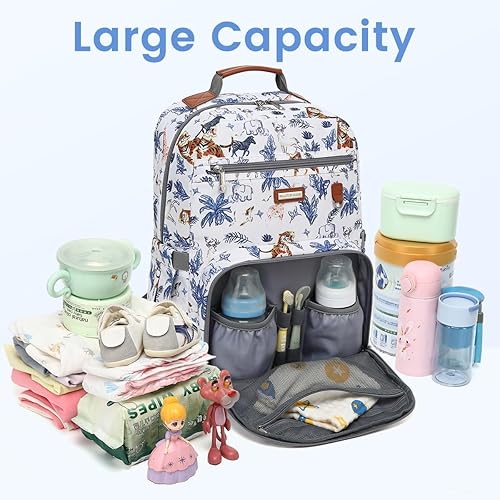 Miniatura 6 de Mochila para pañales, bolsas de pañales grandes para bebés con cambiador portátil para niños y niñas, bolsa de viaje multifunción para mamás, papás,