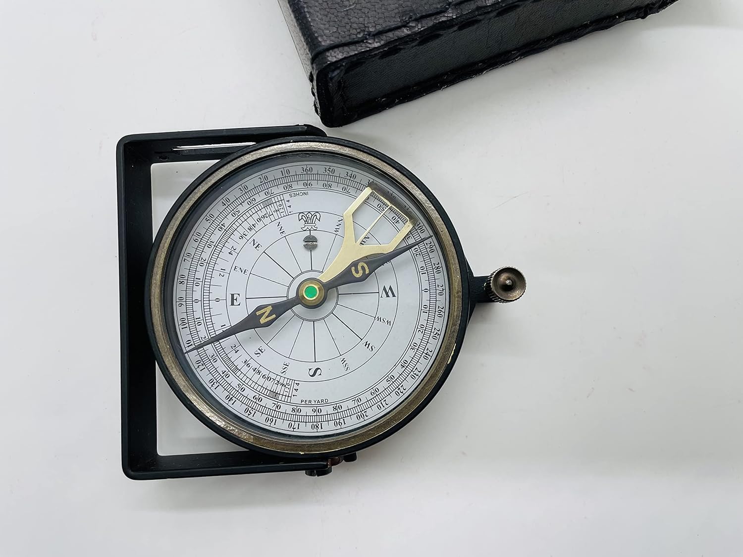 Brass Clinometer Handle Compass Fully Working for Hiking, Outdoor, Pocket Compass with Leather Case Maritime Brass Compass A Great Gift Item 3