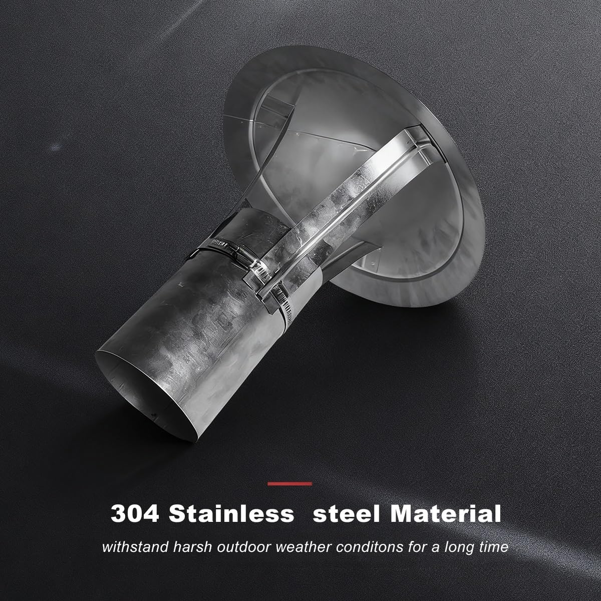 Nasadka kominowa ze stali nierdzewnej 304 1,9–2,7 cala, regulowana górna osłona komina w kształcie stożka z metalowym paskiem(3.9in)