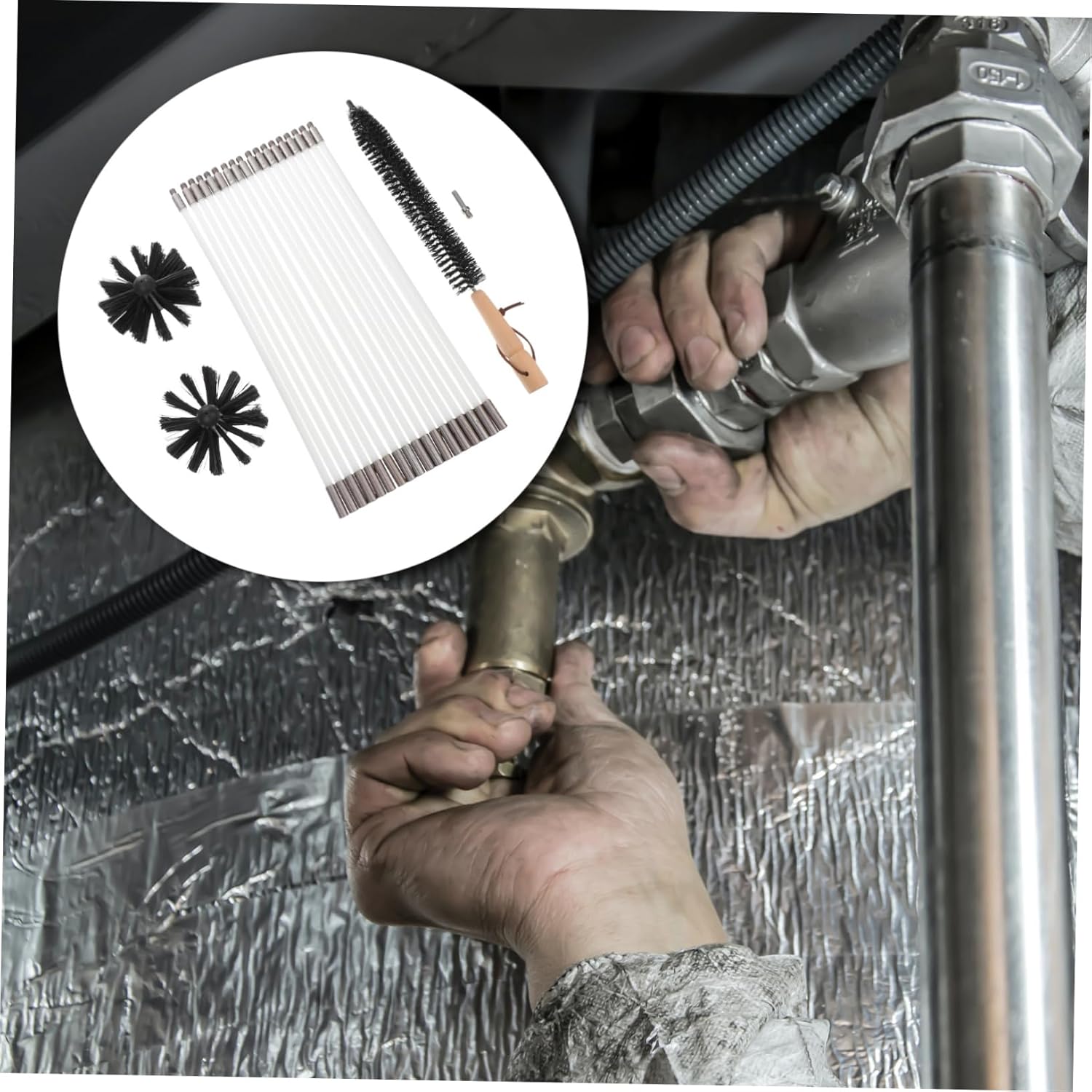 Zerodeko Chimney Cleaning Brush Kit Flexible Vent Brush Ergonomic Handle Fireplace Cleaning Tools for Efficient Lint Removal for Home Use