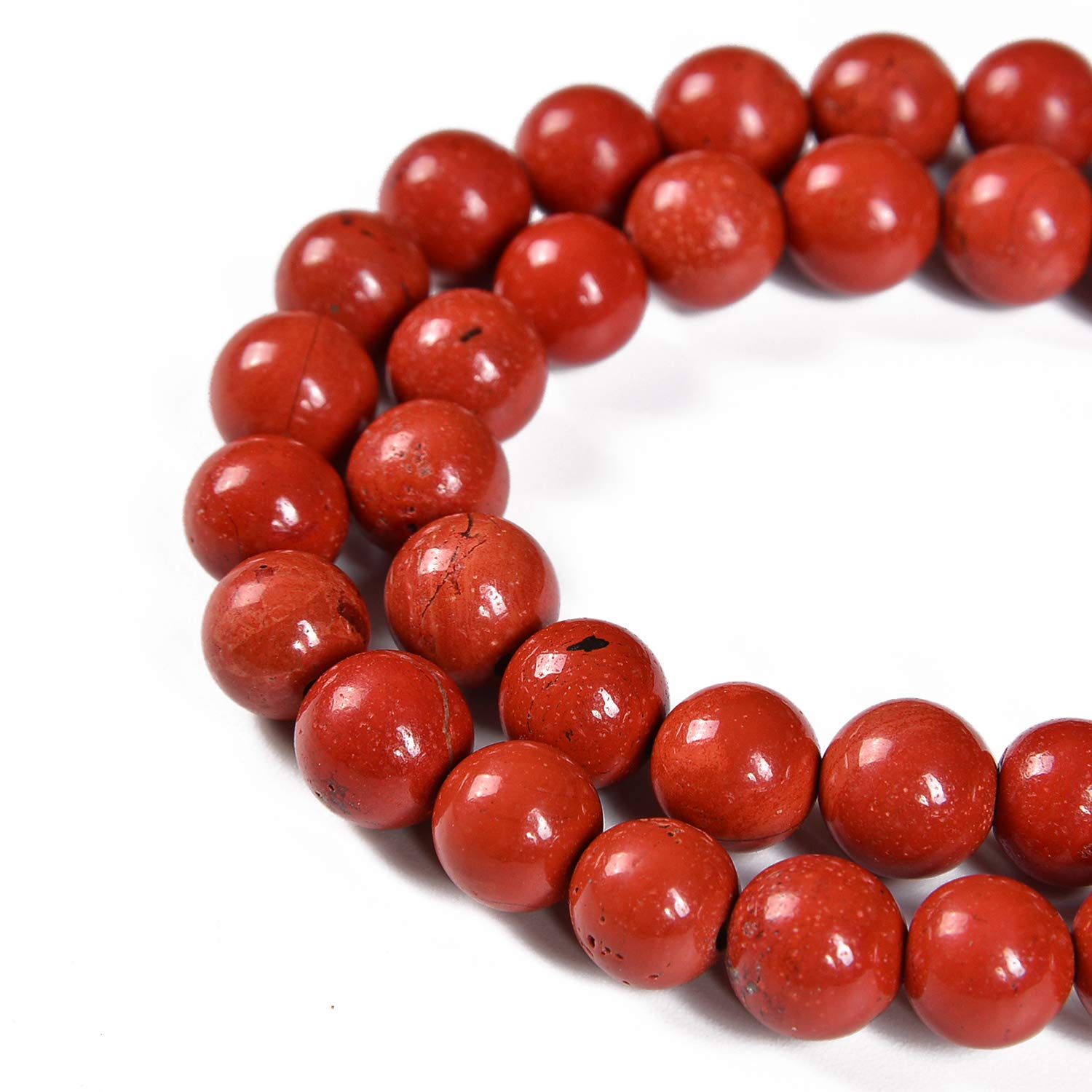 90 szt., 4 mm, naturalny czerwony jaspis kamień szlachetny, okrągłe koraliki dystansowe luźne koraliki kamienne do produkcji biżuterii 39 cm, 1 sznurek (czerwony jasper, 4 mm 90 koralików)