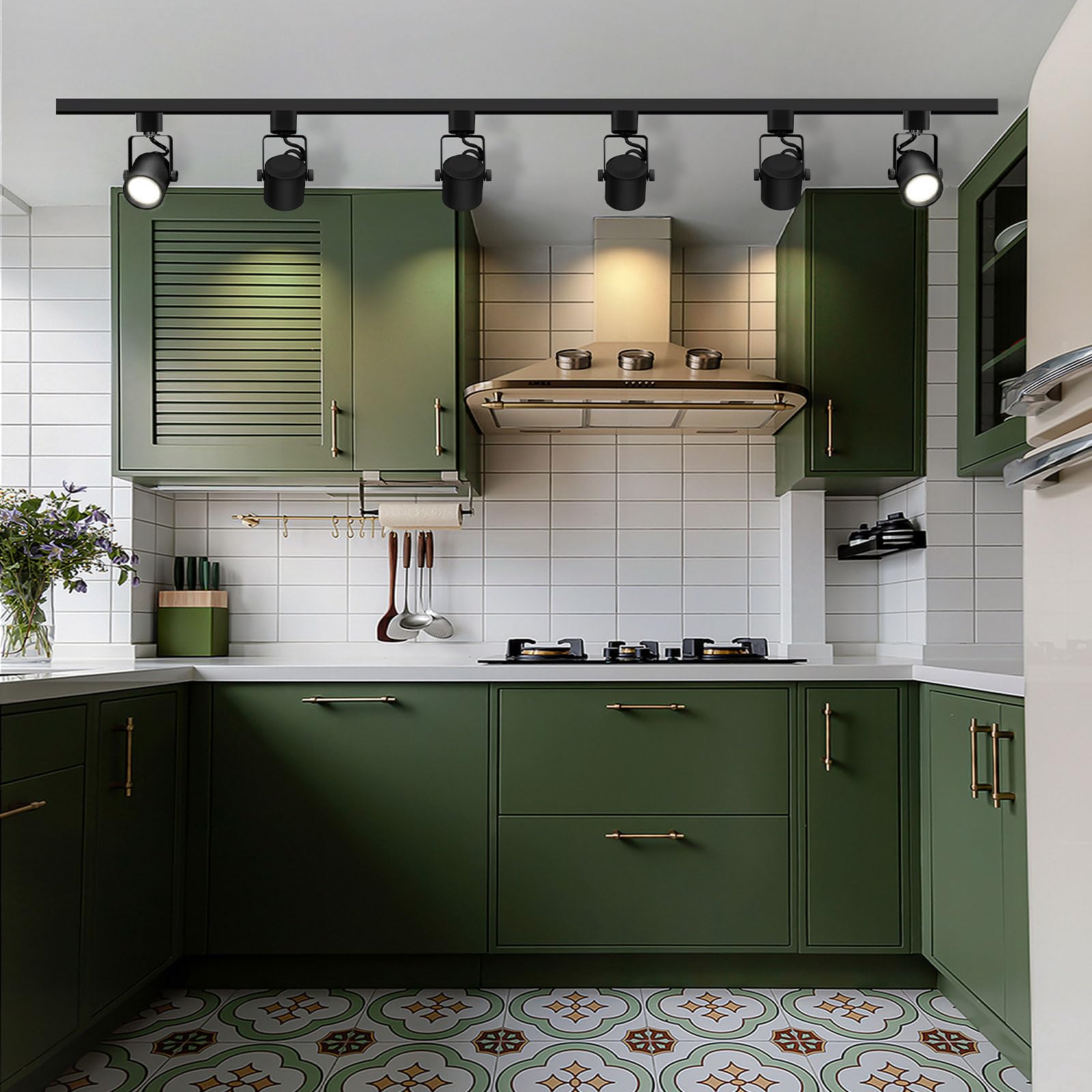 Arcfox H Type LED Track Light Head 9W 3000K Warm White Multi Adjustable Angle 3 Wire Single Circuit Dimmable Track Lighting for Kitchen Dining Room Wall Art Exhibition (6 Pack, Black)