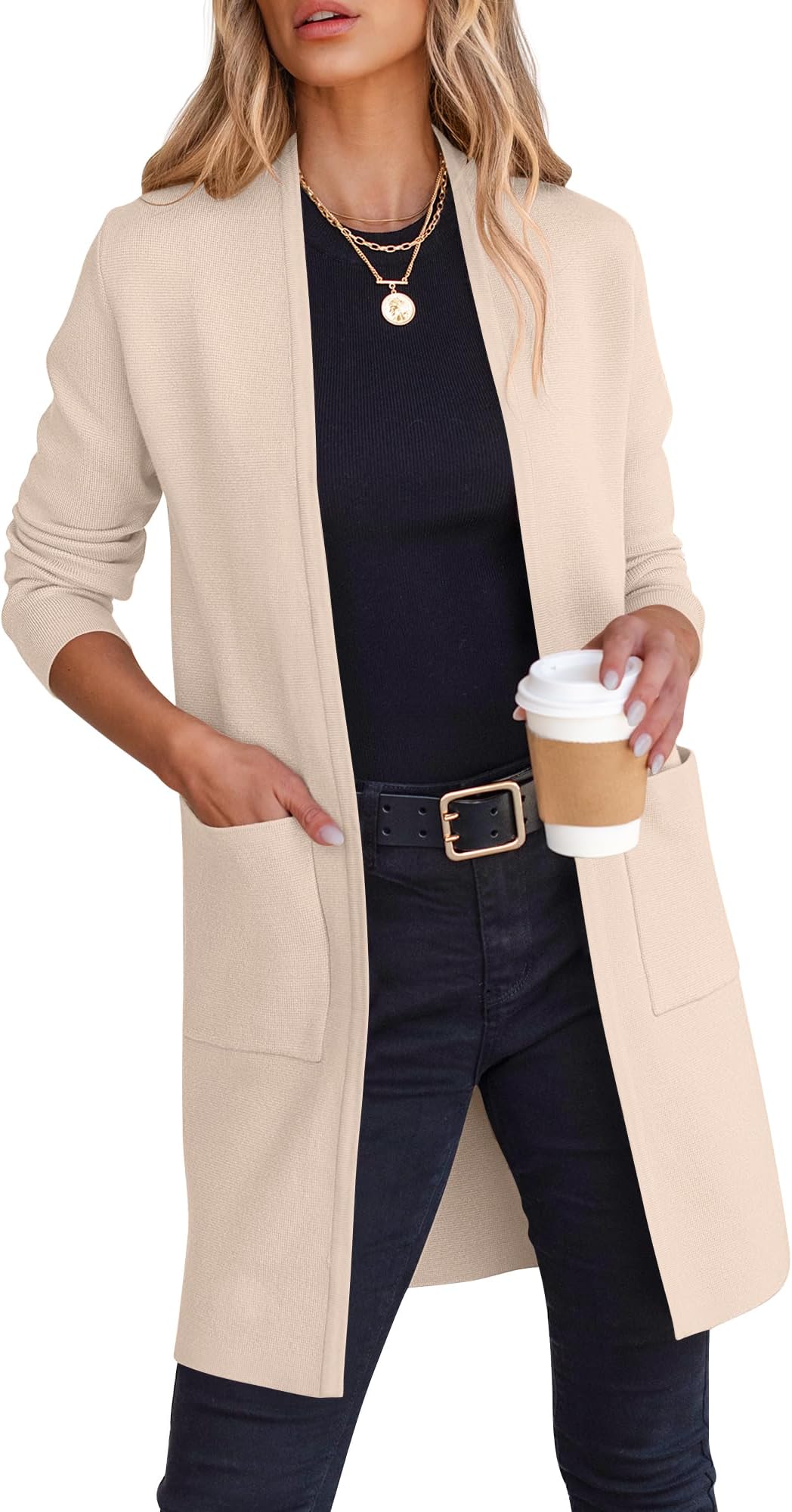 Cardigan Sweater for Women Casual 2025 Fall Fashion Coat Long Sleeve Open Front Knit Coatigan Outwear