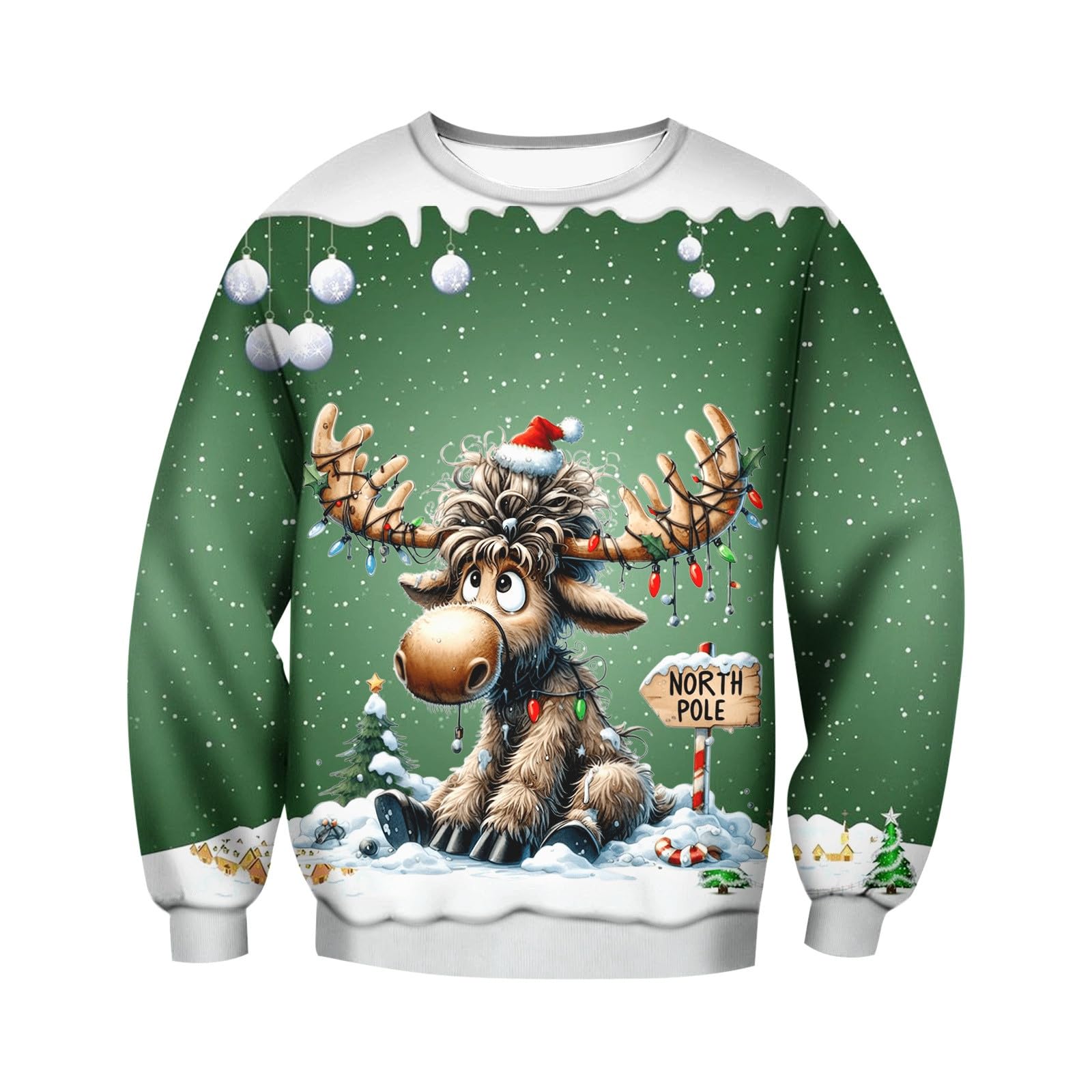 Pull De Noël Lumineux Pour Homme - T-shirt à Manches Longues En Coton - Design 3D Humoristique - Grande Taille - Cadeau De Noël