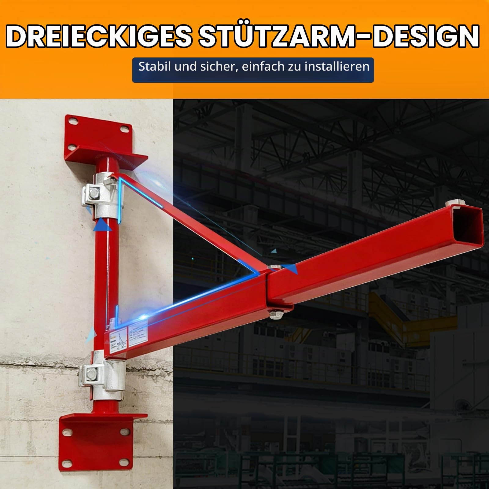 Elektrischer Hebezeug-Stützarm,Tragkraft Hebezeughalter 300kg, 180° schwenkbarer Schwenkarm mit Stange Hebezeugrahmen aus Stahl, Gerüsthebezeug HebearmWindenhebezeugarm, für Garage Werkstatt
