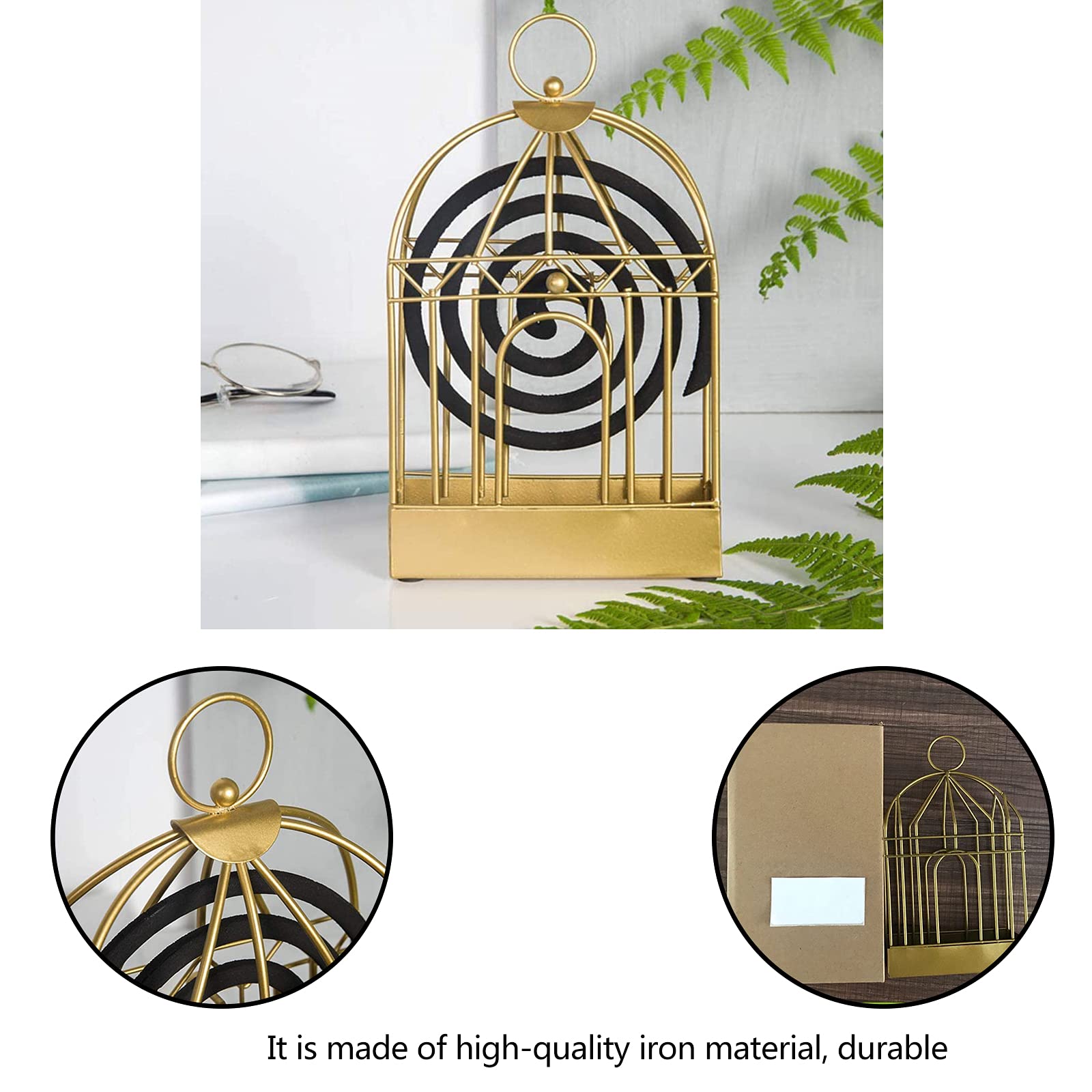 Kit 3 Pezzi Supporto Porta Spirali Antizanzare In Ferro Stile Retrò Forma di Gabbia,set Per Zanzare Per Esterni Con Manico, Bruciatore Di Incenso Anti Zanzare