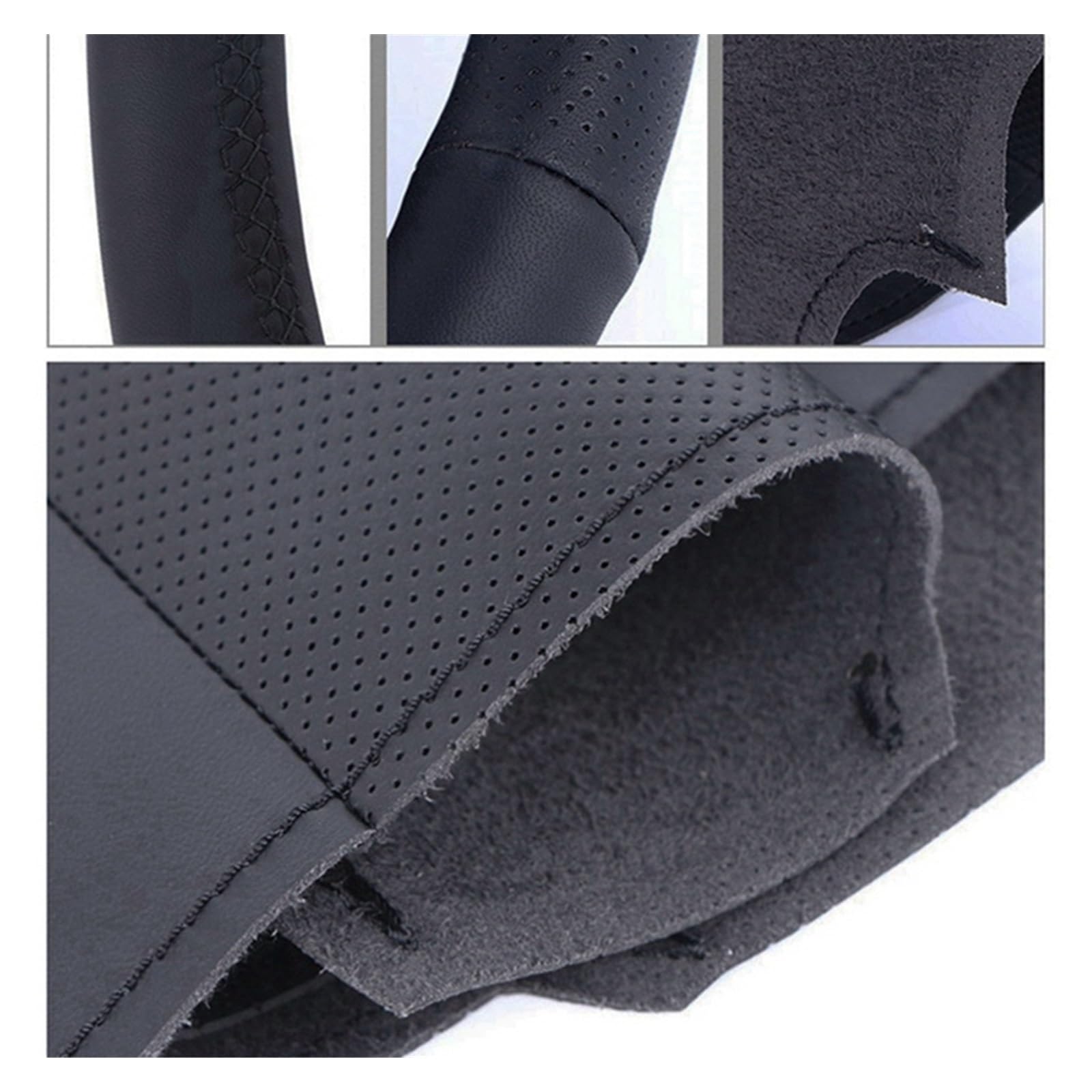 Housse Volant Couverture Volant Voiture Cuir Artificiel Bricolage Pour VW Pour Golf Pour Tiguan Pour Passat Pour B7 Pour CC Protege Volant (Couleur : Light Blue Thread)