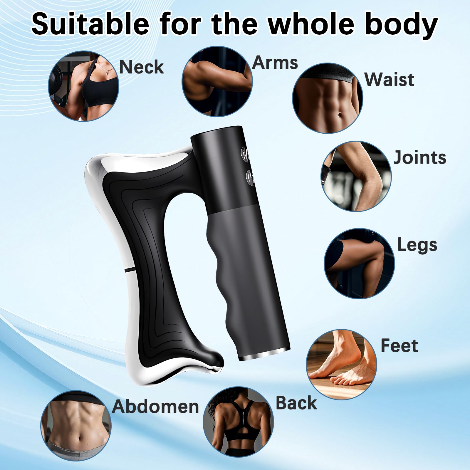 Heated Muscle Scraping Tool,Electric Fascia Knife Massager Heating and Vibration,Soothesilk Sculptwave Full Body Contouring Device,Muscle Relief Better Circulation(Black) 111
