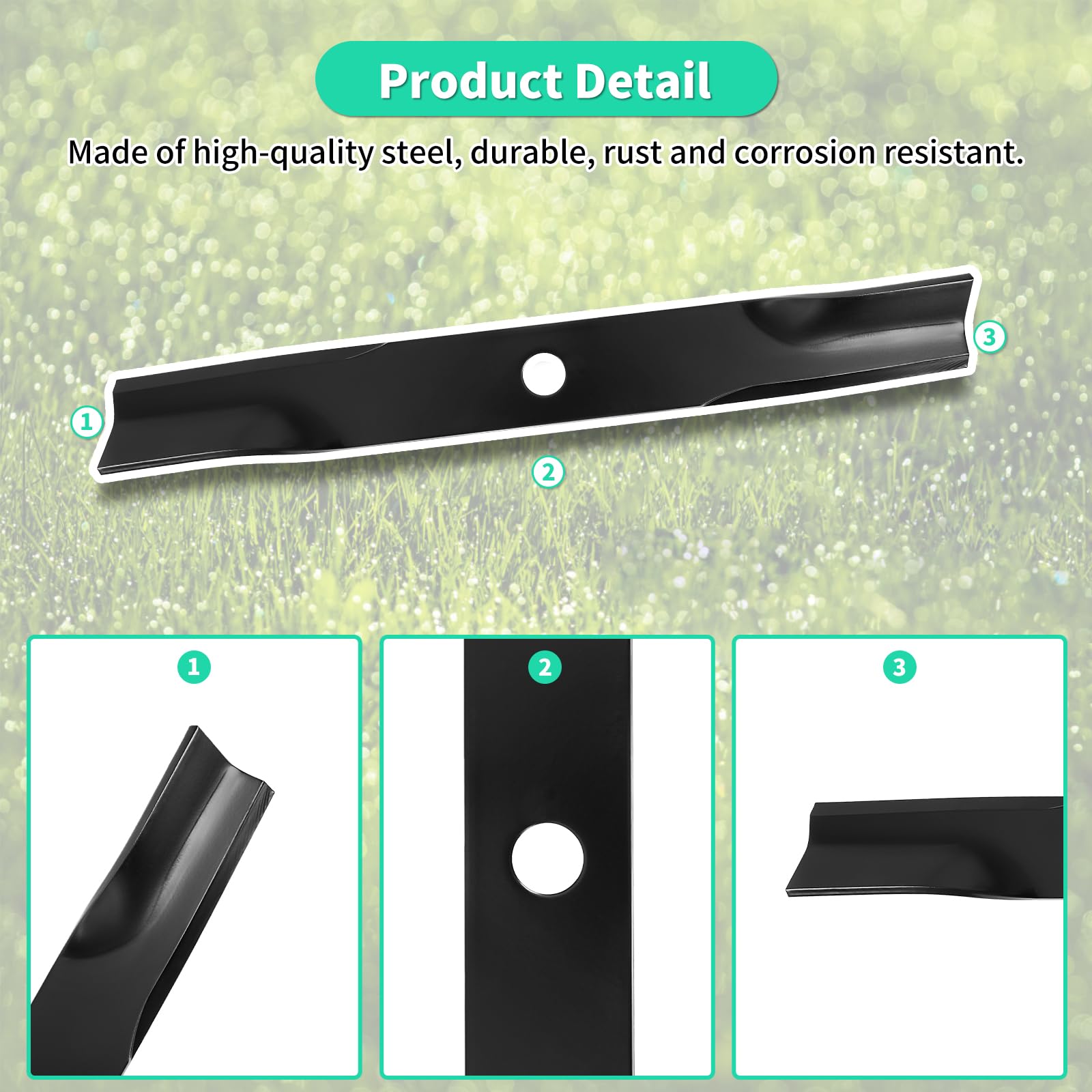 1759055 Cuchillas de alta elevación compatibles con cortacésped de cubierta de 48 pulgadas ZT2348 2691319-00, cuchillas de corte de césped de repuesto para Sna pper Simp licity 1757303