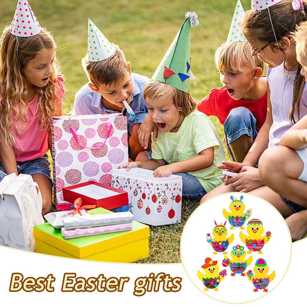 Infreecs 12 Piezas Manualidades de Pollito de Pascua Para Niños, Kit de Manualidades para Pollitos de Pascua, Manualidades de Pascua para Niños para Decoración Colgante, Niños Creativas Regalo