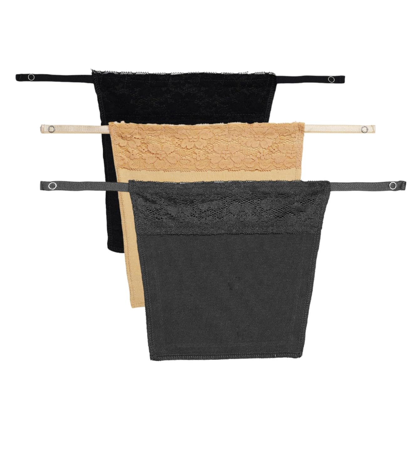 plumbury Women's Cotton Casual Style Clip-On Mock Camisole With Lace Camisecret (Pack Of 3) Black/Beige/Dark Grey- One Size-picture-49