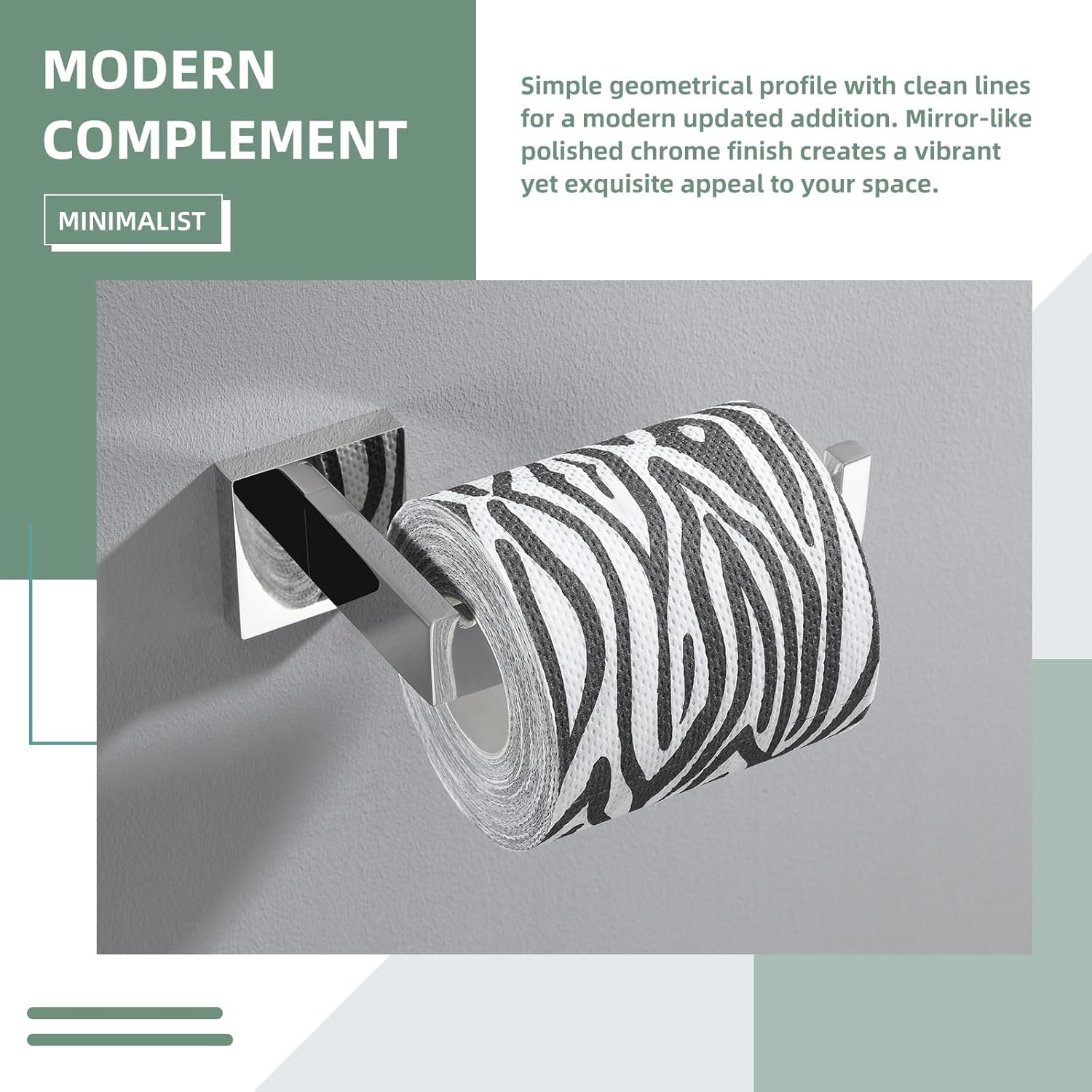 Angle Simple Double Swivel Robe Hook 2PCS Bundle with Toilet Paper Holder (Polished Chrome)