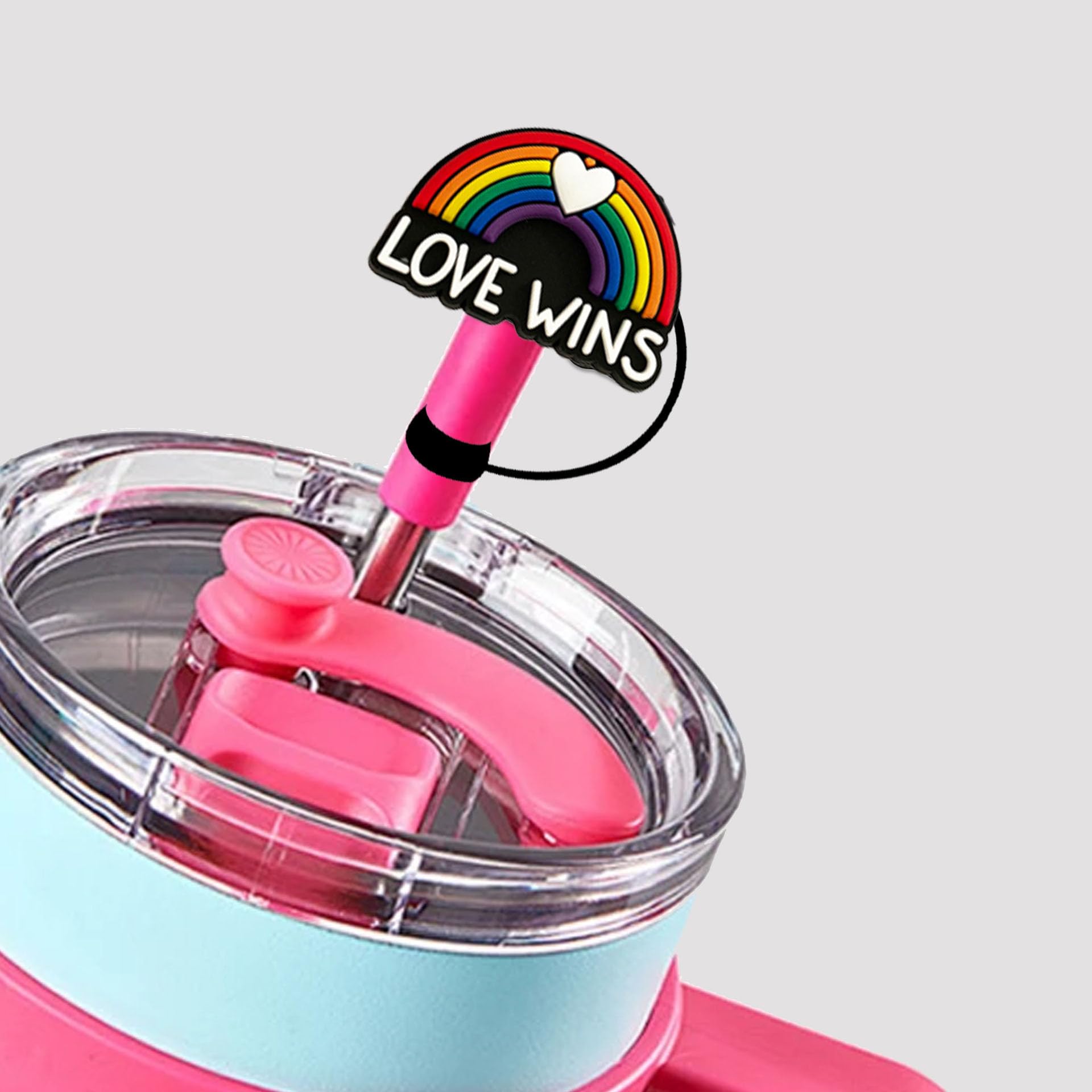 8 tapas de popote arcoíris de 10 mm, fundas de silicona para vasos, reutilizables, para popote, 30 y 40 onzas, protector de pajilla para cumpleaños, día del orgullo, suministros de fiesta LGBT,