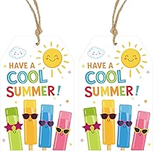 Anwyll Have A Cool Summer Gift Tags 50Pcs End of School Year Tags Teacher Apperciation Gift Tag with String Personalized Hello Happy Summer Hanging Paper Tag for Present Wrapping Treat Bag Party Favor