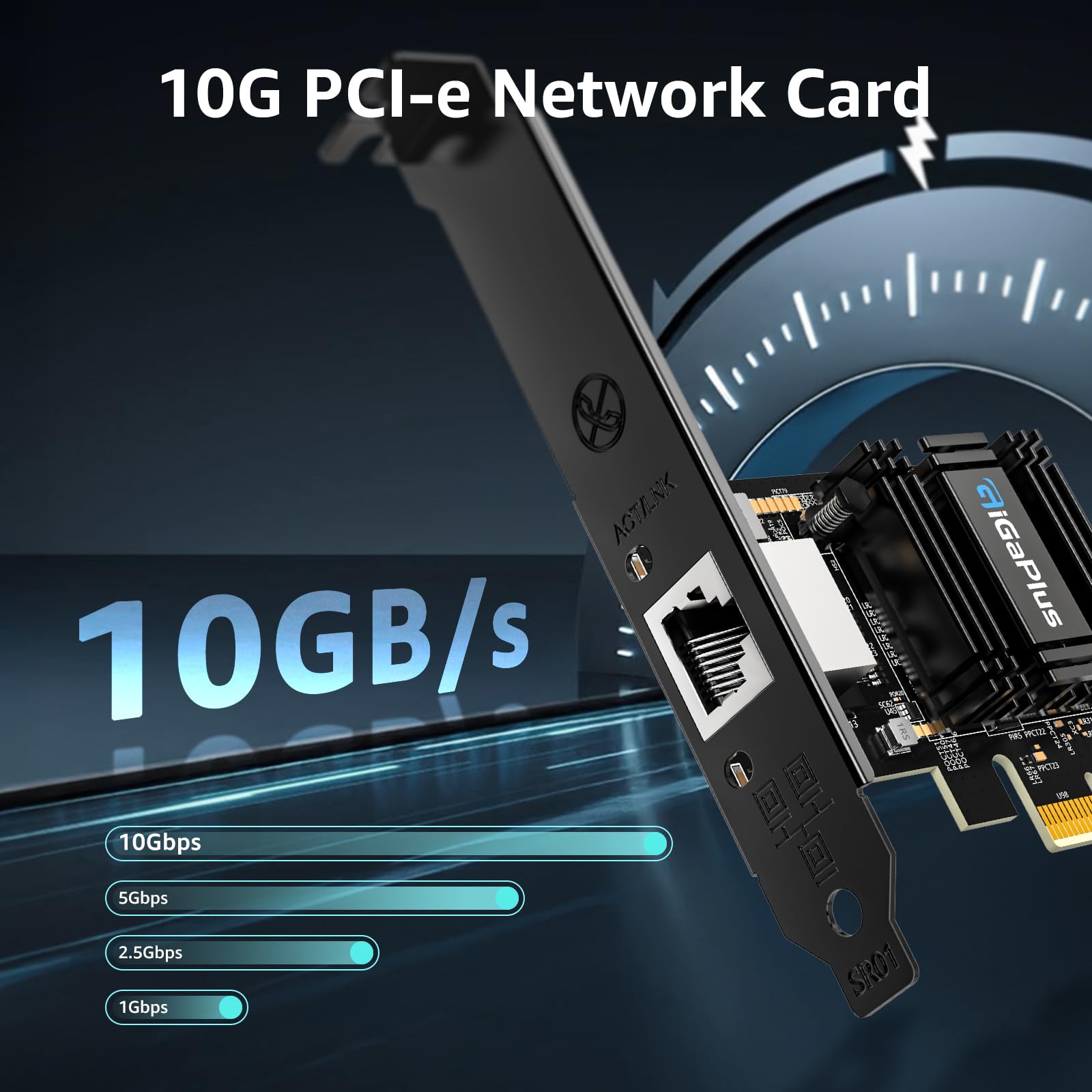 10Gb PCIe 4.0 x1 Network Card, GigaPlus 10G RJ45 Ethernet Card with Realtek RTL8127AT