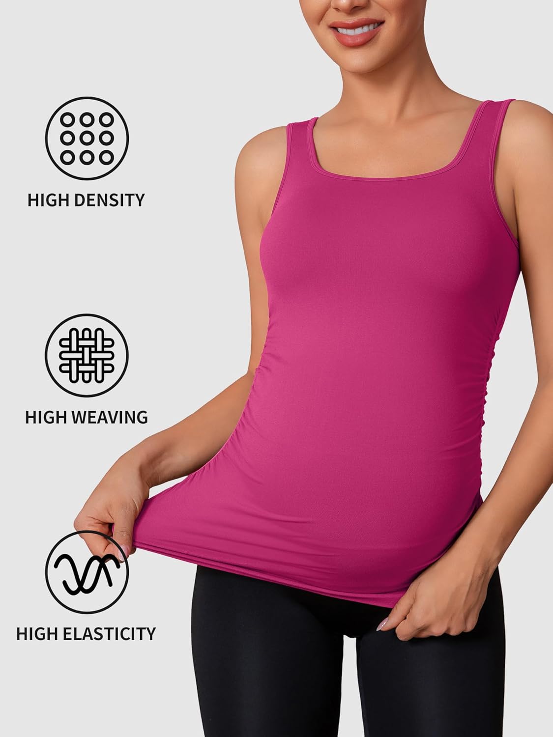 ATTRACO Maternity Tank Tops Seamless Side Ruche Sleeveless Pregnancy Basic Shirt with Built in Bra - Image 8