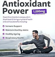 Vista 3 de Aceite de semilla negra – 180 cápsulas de cápsulas blandas (sin OMG y vegano) Premium prensado en frío Nigella Sativa que produce aceite de semilla