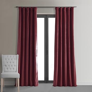 HPD Half Price Drapes Signature Velvet Thermal Blackout Curtains for Living Room 96 Inch Long (1 Panel) Rod Pocket Insulated Blackout Curtains for Bedroom Window Curtains, 50W x 96L, Burgundy