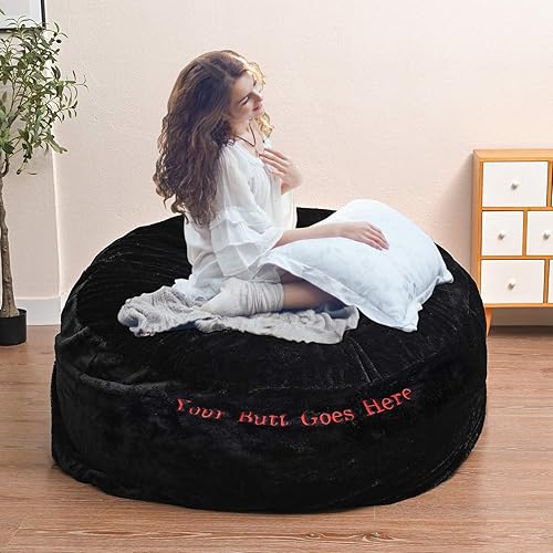 Miniatura 50 de Puf para adultos y niños sin relleno, cómodo y esponjoso, gigante, redondo, funda de puf para sofá perezoso, silla de lectura, silla de piso, 6 Gris