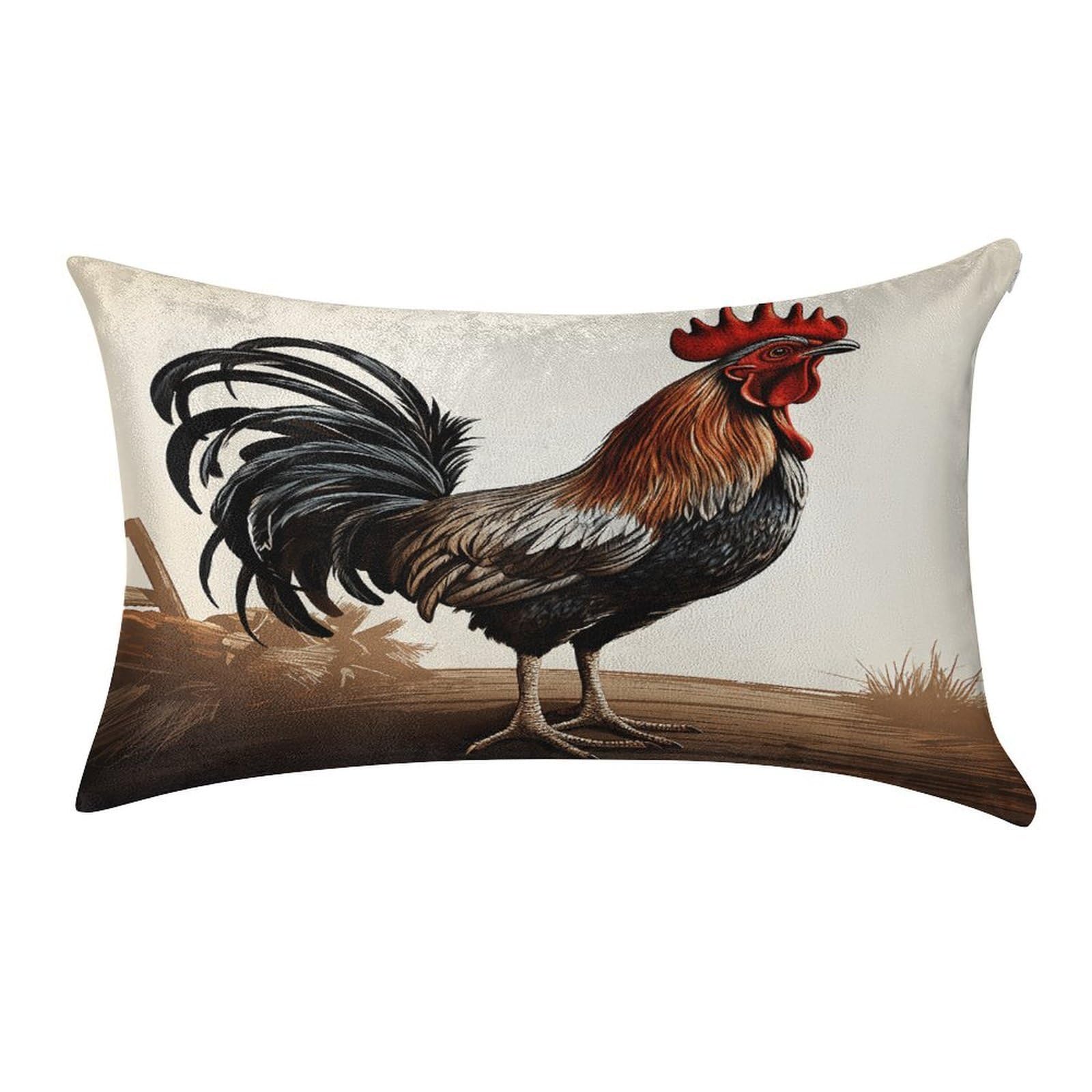 VstaDank Rooster Throw Pillow Cover 12"×20" Ultra Soft Pillowcase Cozy Lumbar Pillow Shell Gold Velvet Exquisite Decorative Cushion Sham Protector for Couch Sofa Bedroom