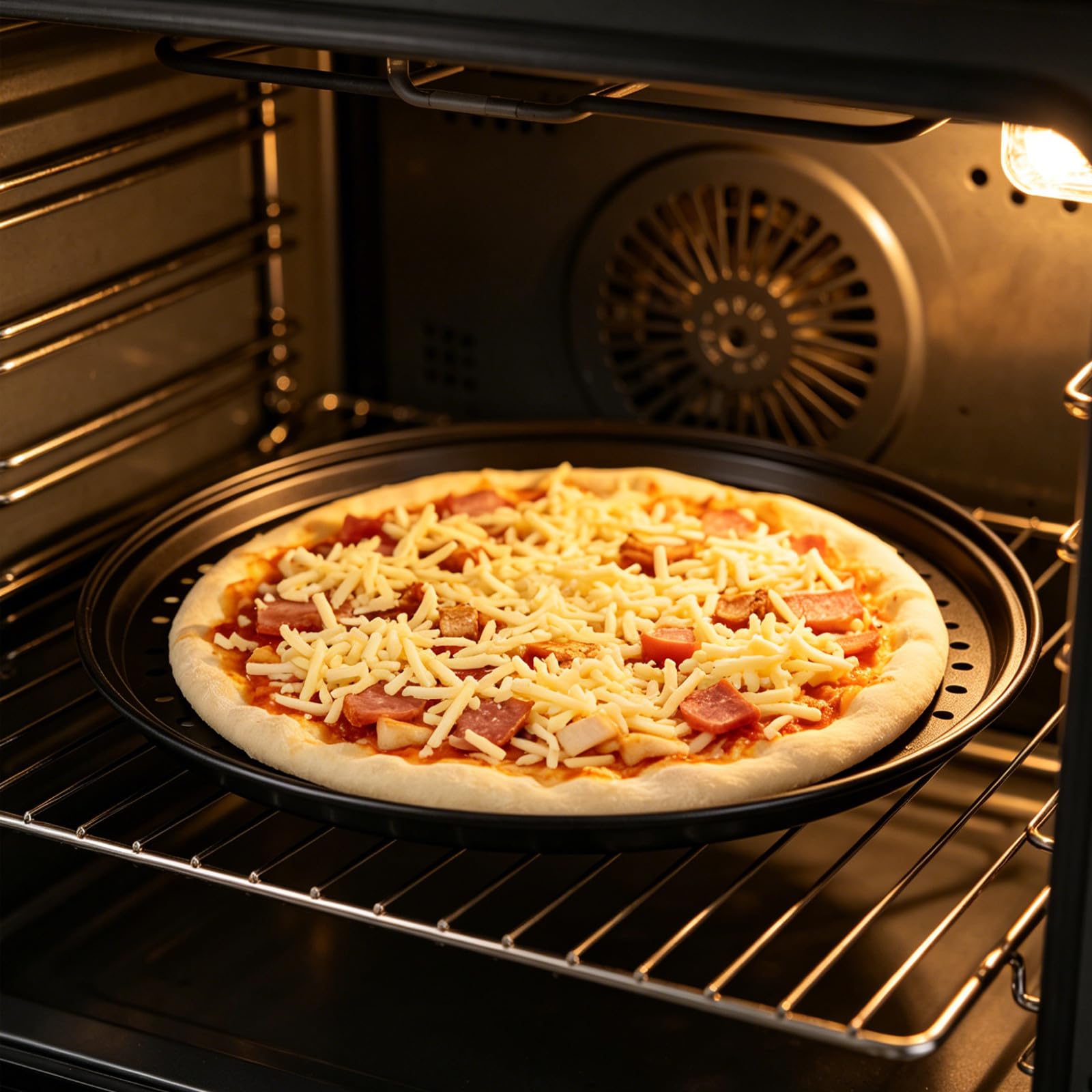 SOIMISS 4 Stück Rundes Pizzablech aus Schwarzem Kohlenstoffstahl mit Löchern Antihaftbeschichtet und Vielseitig zum Backen von Sandwiches und Frühstücksgerichten Geeignet