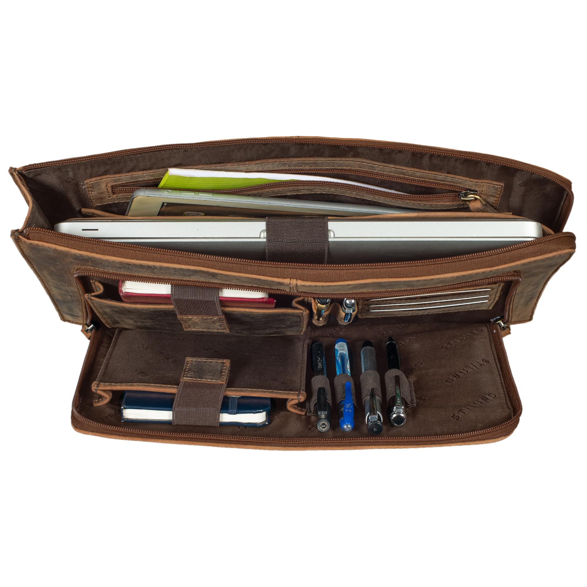 STILORD "Dillon" Conference Folder Leather Vintage Business Case A4 Laptop Case13,3 Inch Notebook MacBook Case Bag Cover Briefcase Envelope Portfolio Colour:Calais - Image 4
