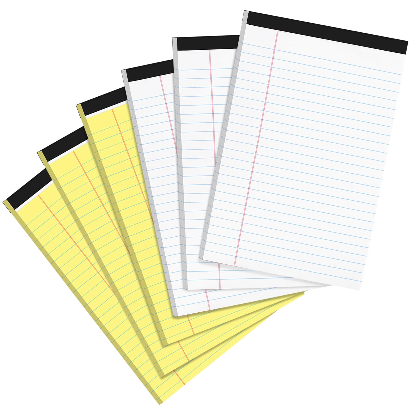 Utron 6 PCS Small Legal Pads 5x8 Yellow and White, Narrow Ruled Small Note Pads, Micro Perforated Writing Pad, College Ruled Legal Notepads 5x8 for