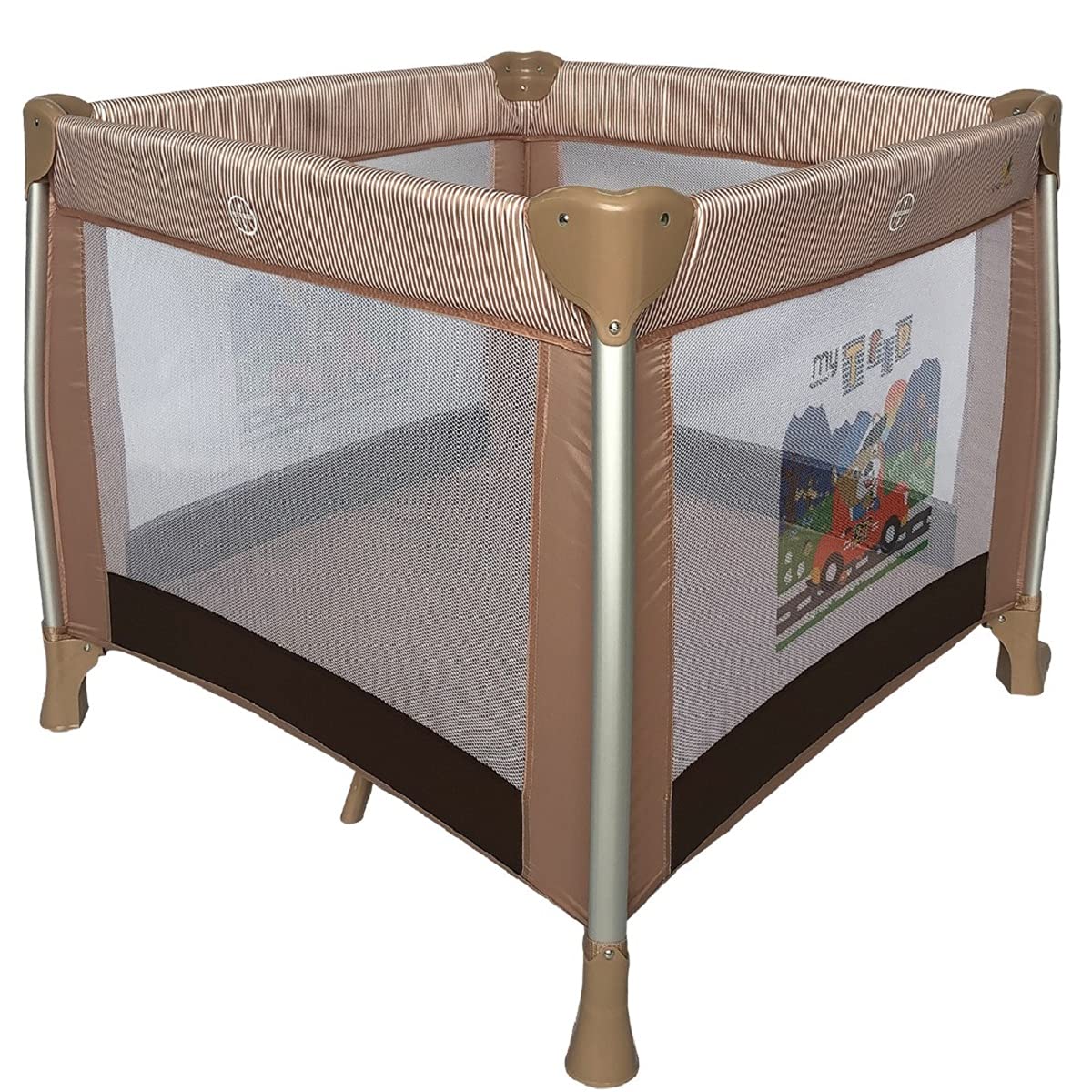 Honey BabyTravel Cot Lightweight Alumunium Curve frame Compact fold easy mobility with carry case bag (95 X 95 X 79 cm) 0-24 months