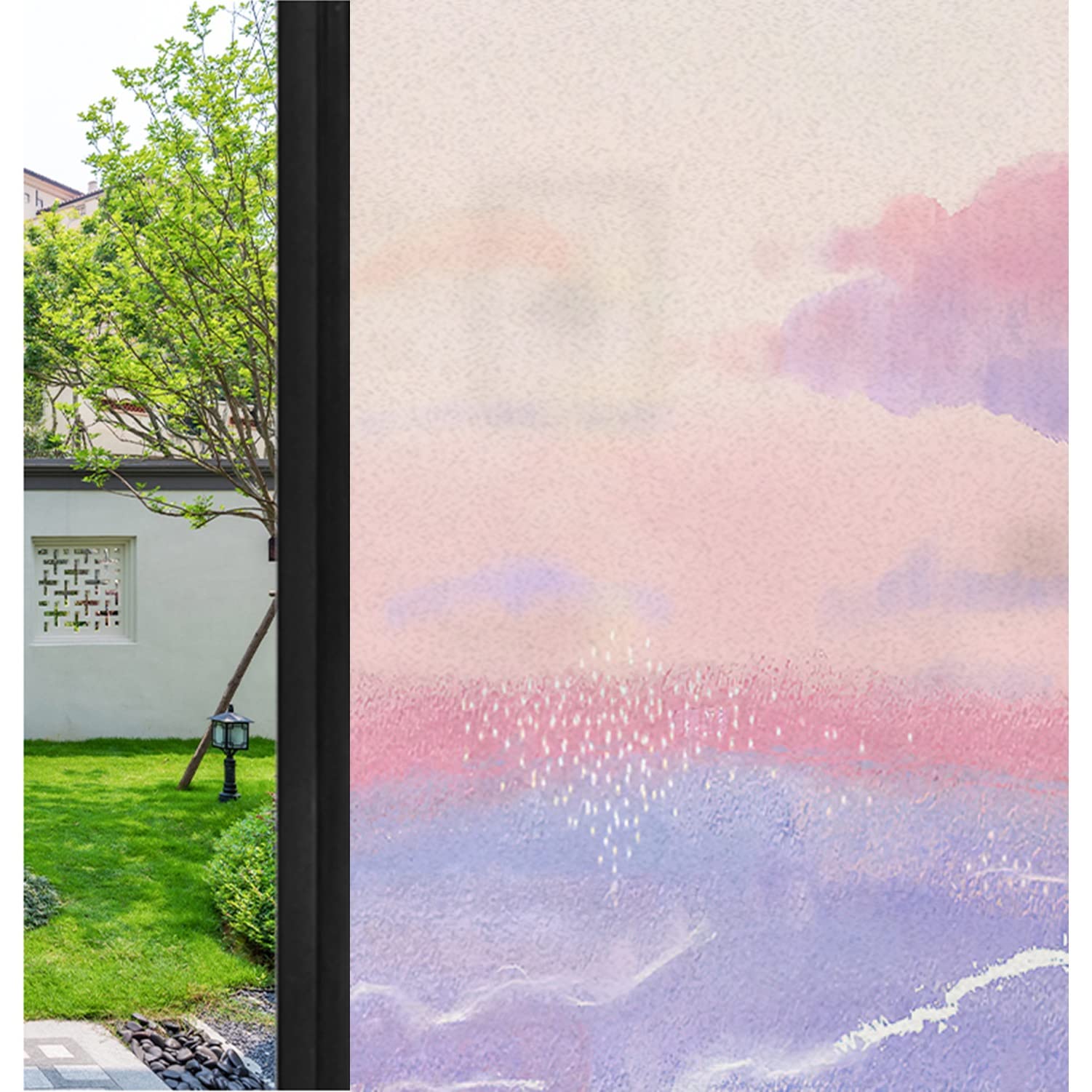 HLLING Window Privacy Film，Colorful Glass Stickers No Glue Static Adhesive Vinyl Glass Decorative, For Home, Office, Hospital, Kitchen (Color : D, Size : 50x90cm)