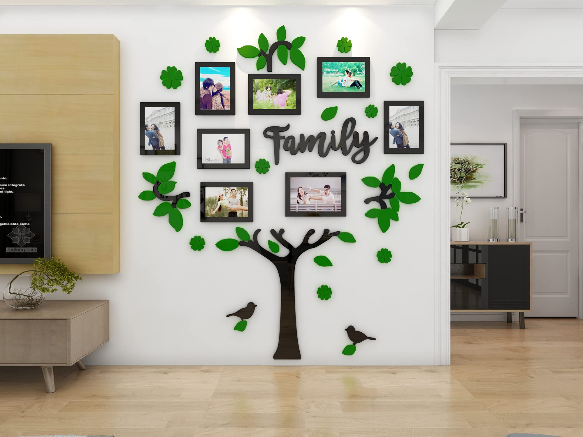 3D Adesivi Murali Family Albero Adesivi Adesivo da Parete Forma di Albero Murali Cornici Porta Foto Sticker Decorazioni per Soggiorno Foglie Photo Adesivo Murale Parete Wall Sticker