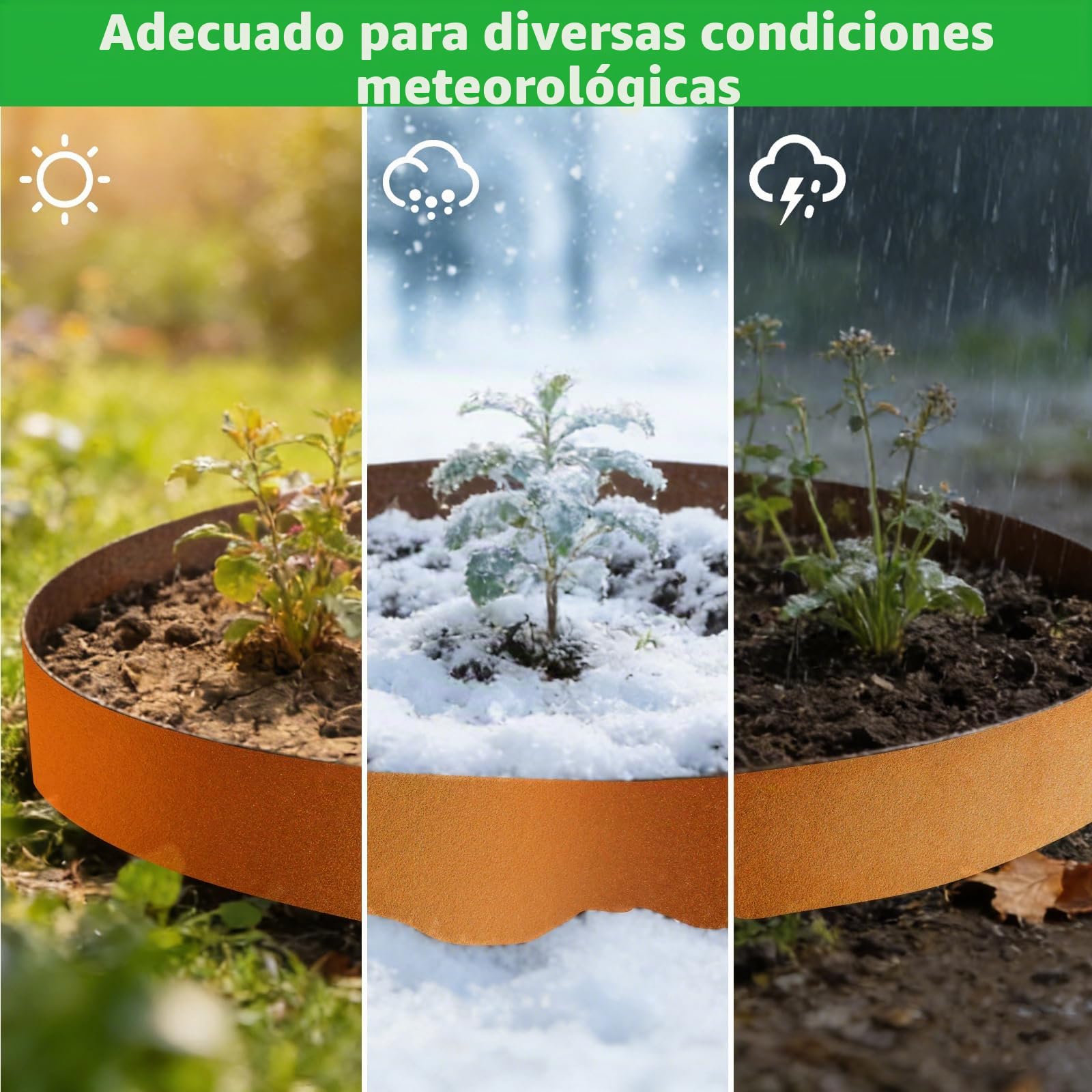 Bordura Acero Corten 5m X 15.5cm - Borde Jardin Flexible Y Resistente a La Intemperie - Separador De Césped Y Parterres con Aspecto Oxidado Natural, Fácil Instalación | Cercado flexible de metal con aspecto oxidado, resistente a la intemperie y borde de c