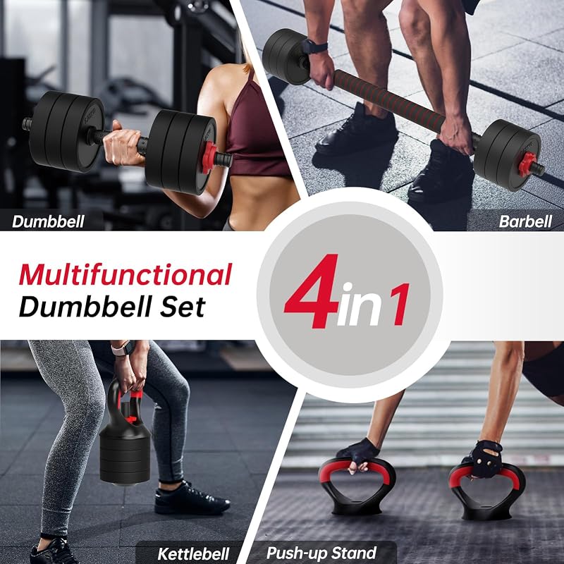 JOROTO Állítható Súlyzó Szett 10/30kg 4in1 Multifunkciós Fitness Készlet