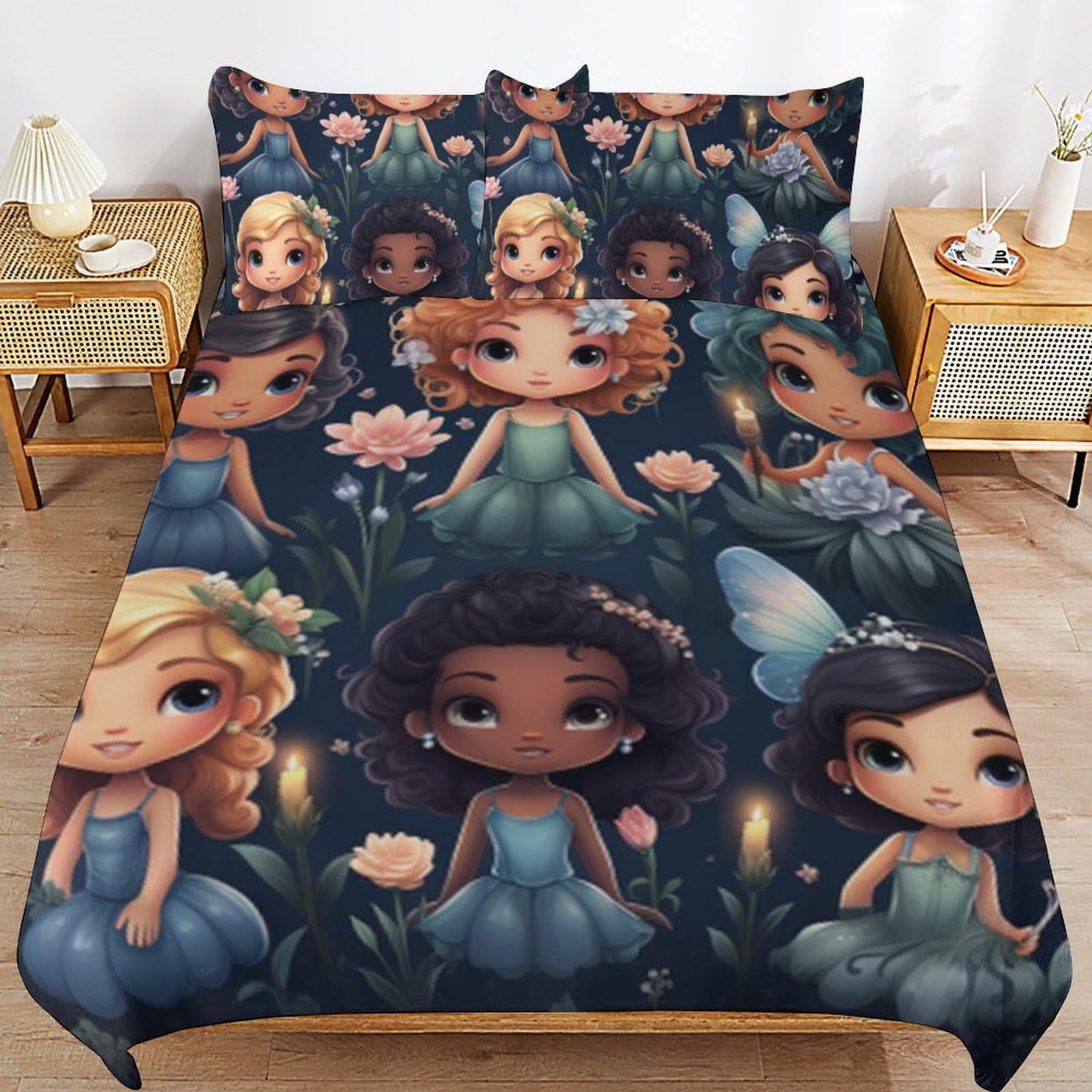 Juego de ropa de cama de dibujos animados antiarrugas y lavable