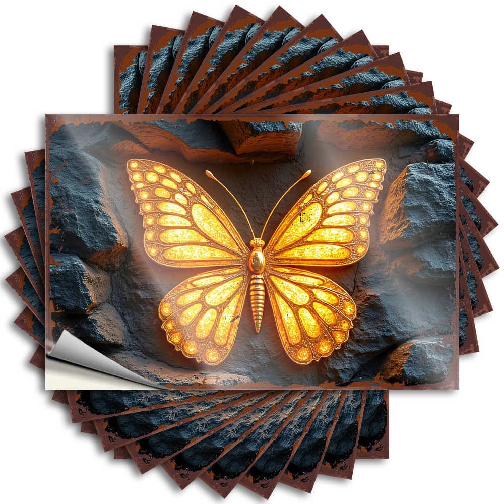 Fzfn Boys Colour Half Tattoo, Love Decor Wall Golden Butterfly On Rocky Background | Funny Quote Sports Decals(6X9cm)