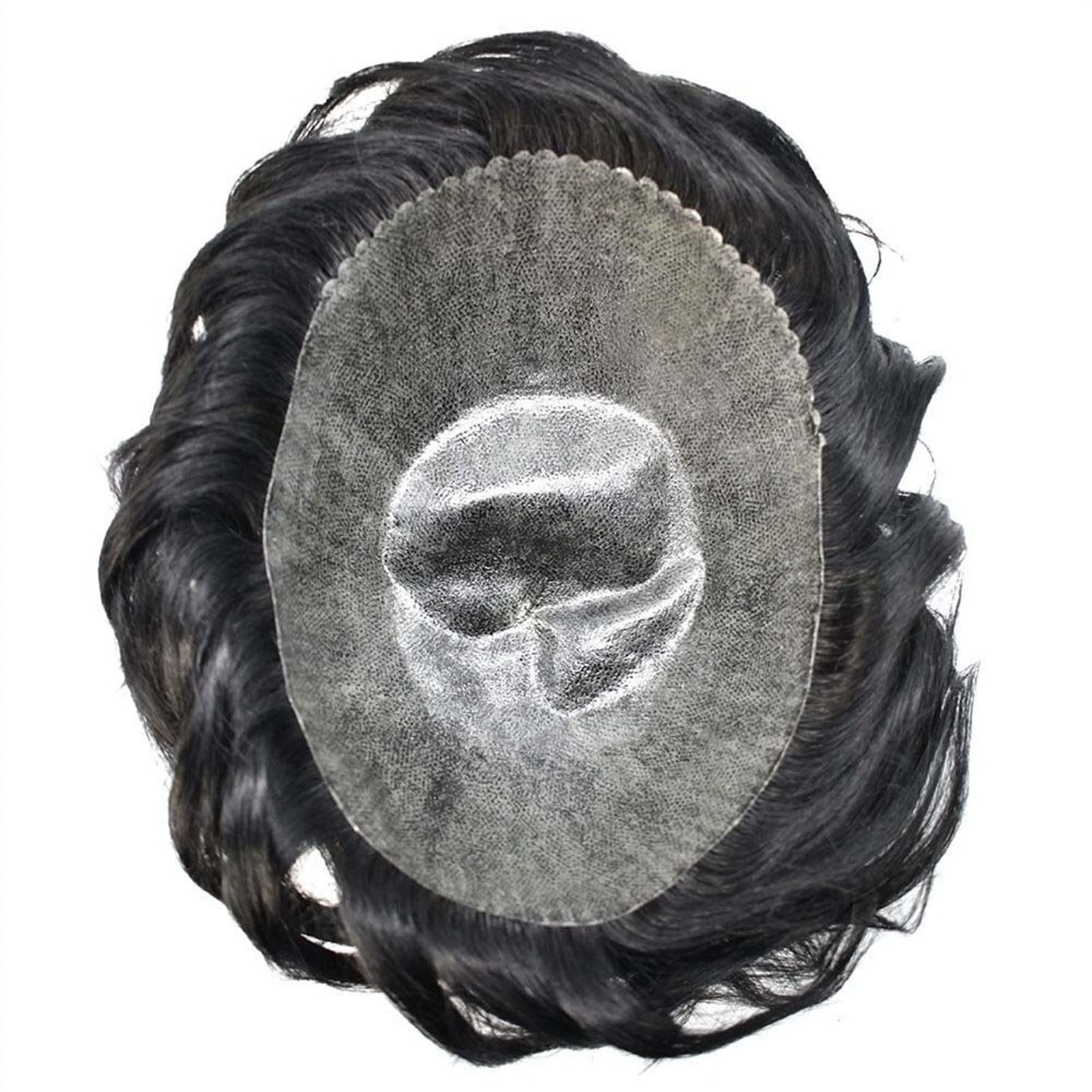 Peruki męskie Tupecik męski 0,1-0,12 mm Full Poly Skin PU wtryskowy system wymiany ludzkich włosów tupecik Peruka dla mężczyzn Jet Black Mens tupecik do włosów Peruka syntetyczna naturalna i puszysta(