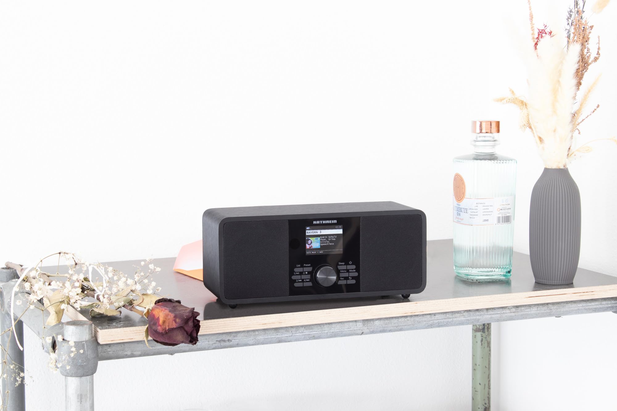 KATHREIN DAB+ link S12 – DAB+/Internetradio, Stereo – Schwarz | 2 × 15 Watt, Bluetooth Audio Streaming & Sendefunktion, Streamingdienste wie Deezer, TIDAL etc., USB-Aufnahme, App-Steuerung