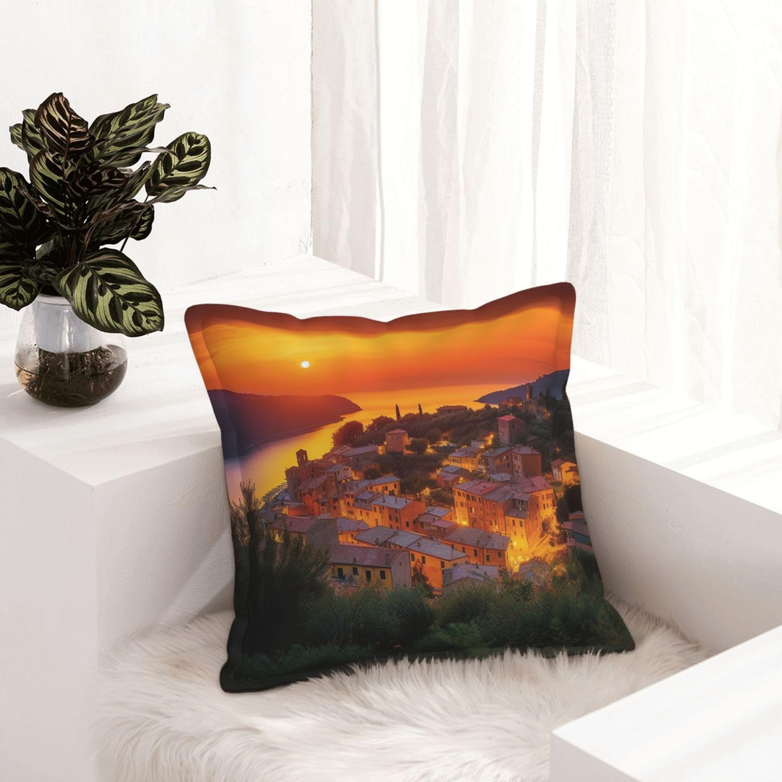 Housses de coussin similicuir italien déco rustique salon lot de 2 marron moderne