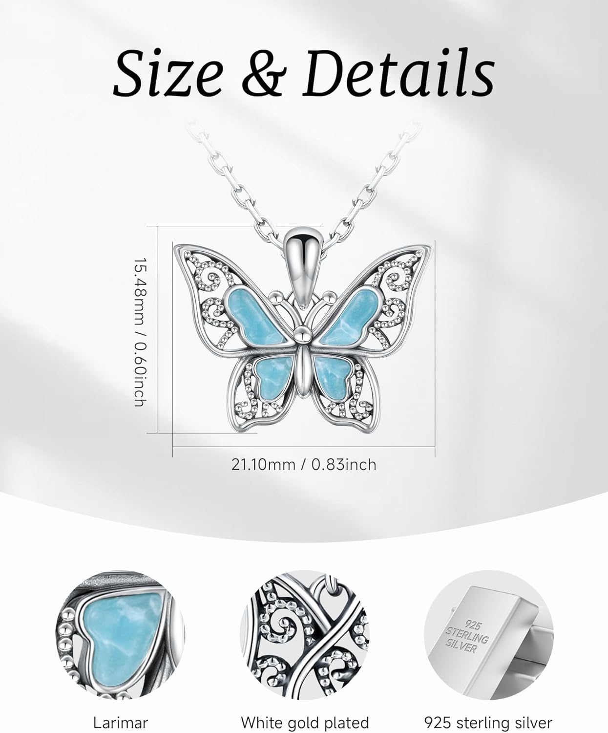925-Sterling-Silver Turquoise Butterfly Necklaces for Women - Vintage Oxidized Butterfly for Friends Pendants, Exquisite Necklace to Gift Her for Christmas, Thanksgiving, and Birthdays for Her