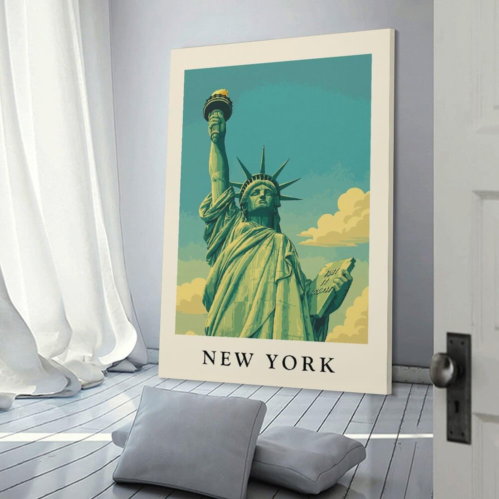 Junmoney Statue of Liberty New York Wall Picture Print, 20x30inch(50x75cm), for New Home Styling, Lounge Or Bedroom, Home Artwork for Modern Interiors