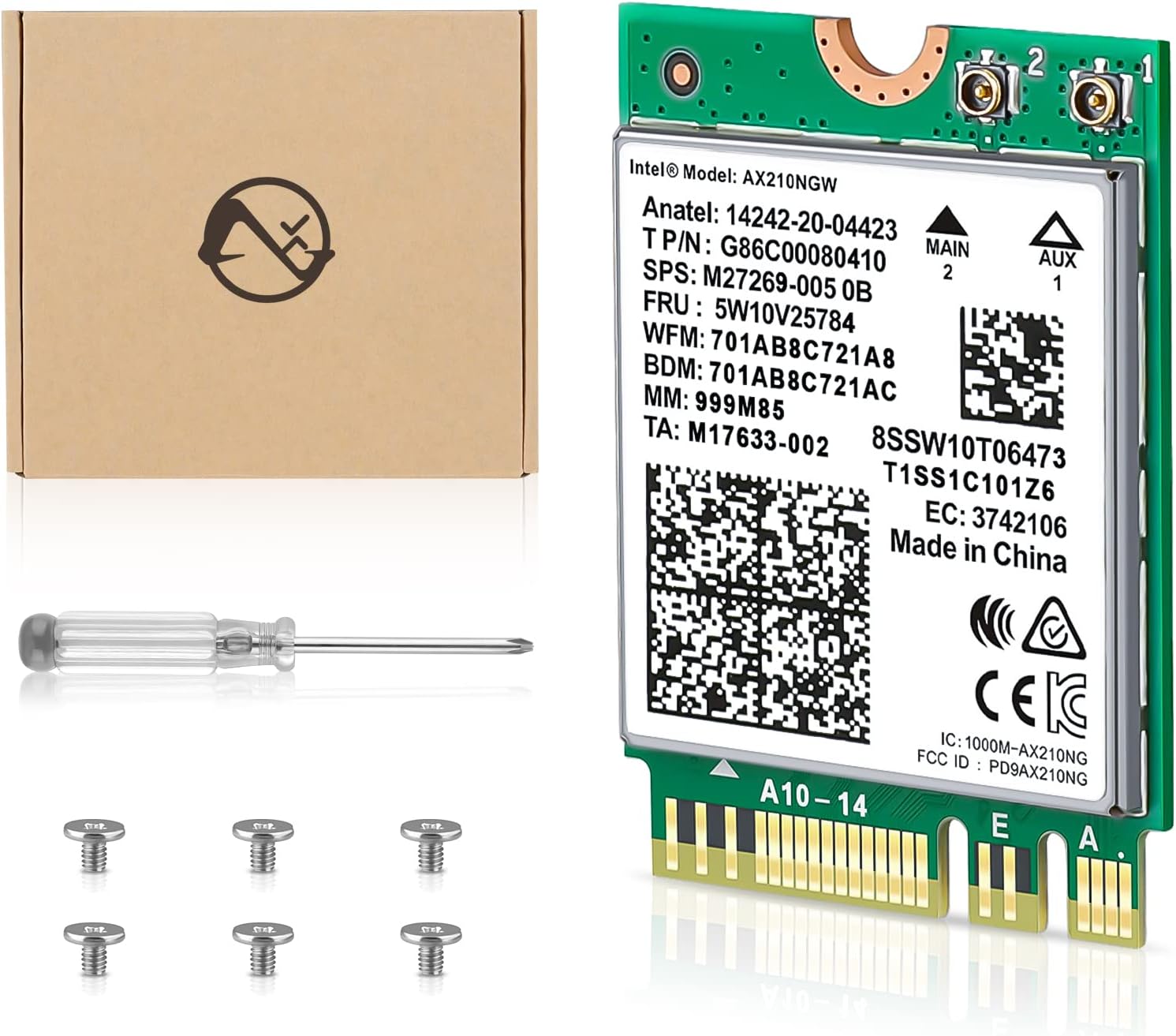ZEXMTE AX210NGW WiFi Card, WiFi 6E 11AX(802.11ax) Card, Wireless Network Card Expands WiFi to 6GHz 5374 Mbps with Bluetooth 5.2, WiFi 6 Card for Laptop Support Windows 10/11 64bit, M.2 WiFi Card