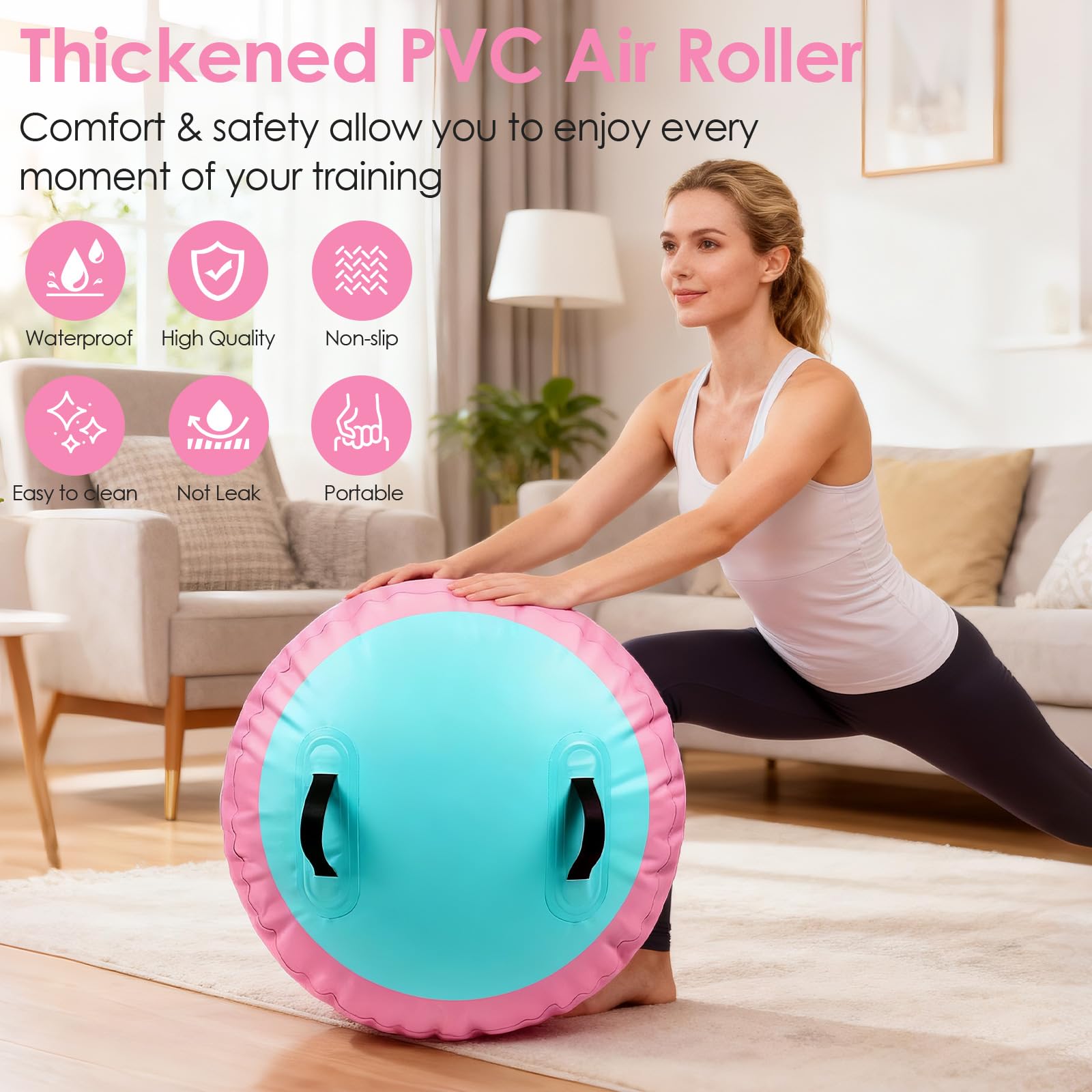 Diealles Shine Air Roll, 100x60cm Rullo ad Aria Gonfiabile Rotondo, Rotolo Gonfiabile con Pompa Elettrica e Borsa per il Trasporto, Air Barrel Gymnastics Roller per Allenamento Fitness Yoga