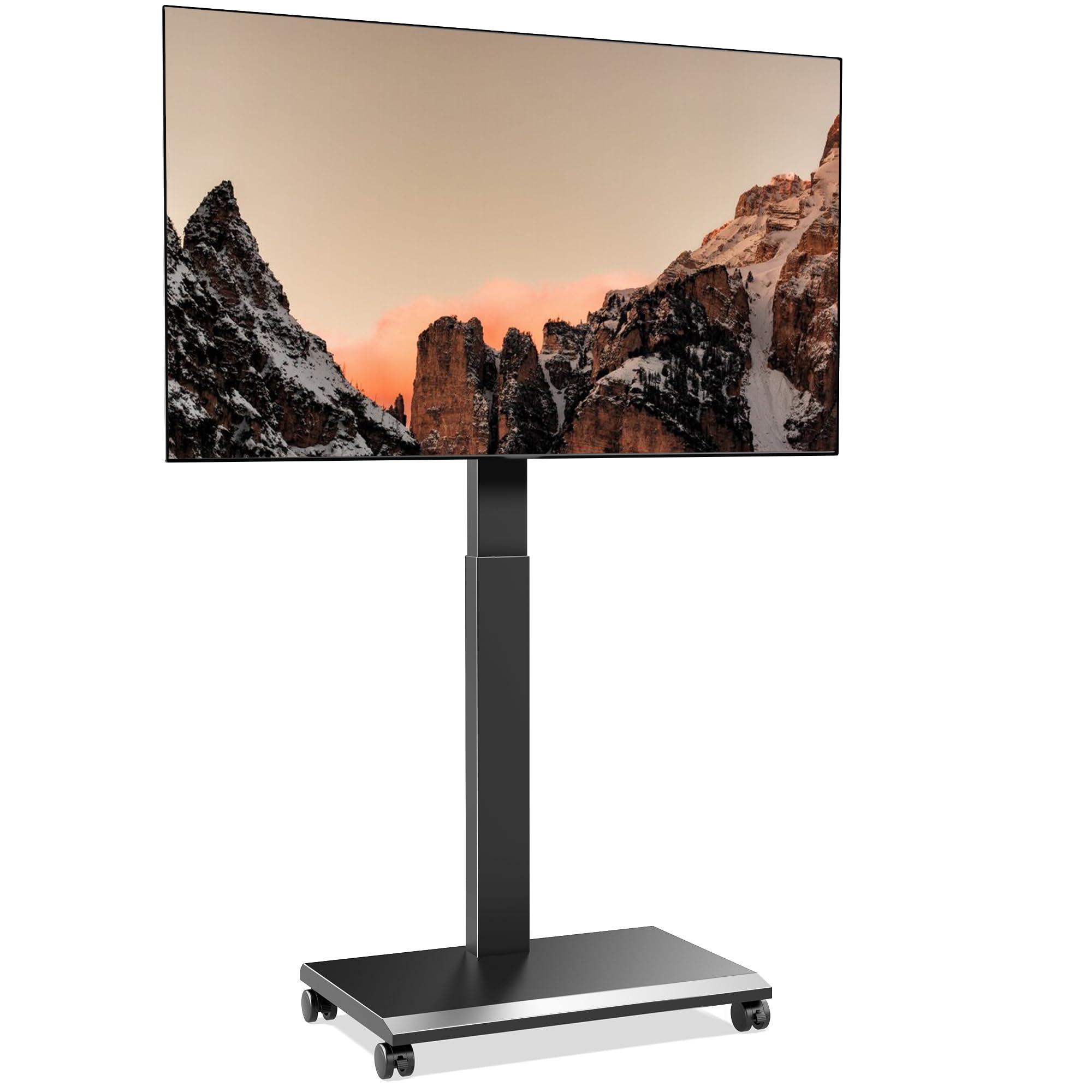 Stellar Soporte TV Con Ruedas Y Estante De Madera – Altura Ajustable Y Giratorio Para TVs De 32-70″ (Hasta 45kg, VESA 600x400)