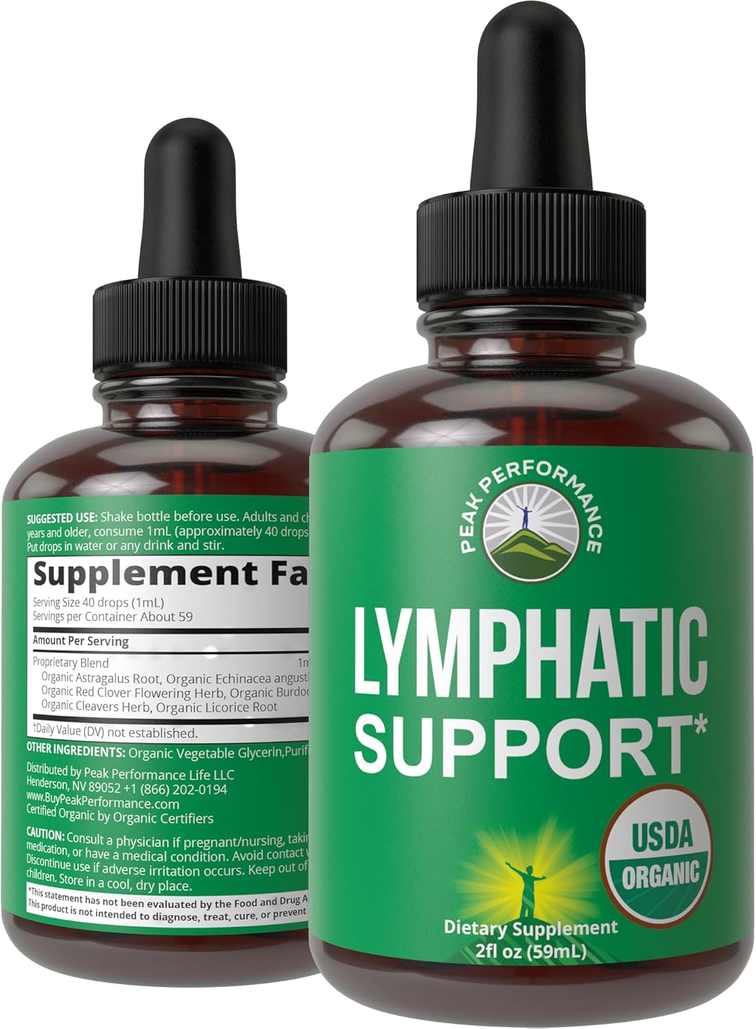 USDA Organic Lymphatic Drainage Drops. Sugar Free, Tasty 6-in-1 Lymph System Support for Detox, Cleanse. Vegan Supplement with Astragalus, Echinacea, Red Clover, Cleavers Herb, Licorice & Burdock Root