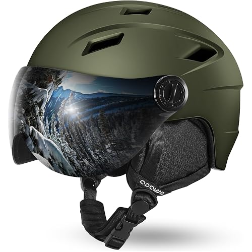 Odoland Ski Helmet with 2-in-1 Visor Goggles, Lightweight for Men Women